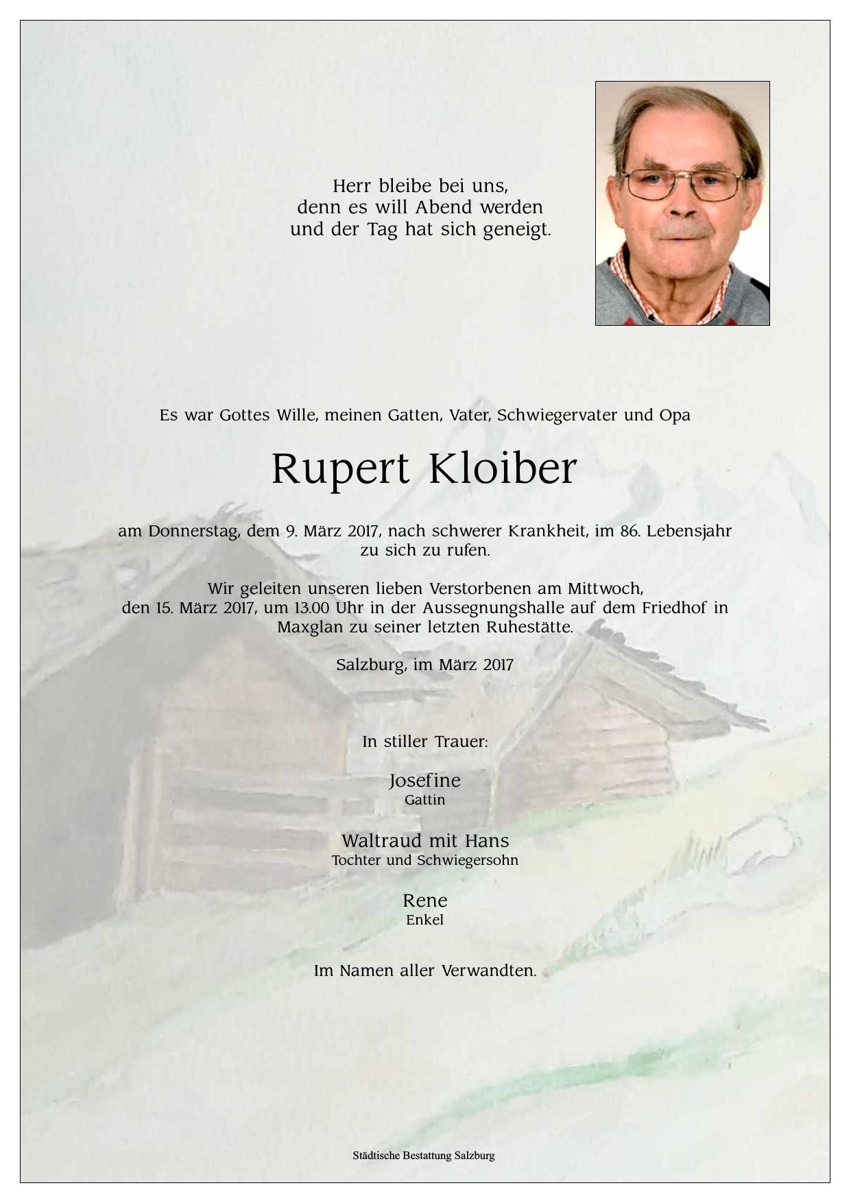 Traueranzeige von Rupert Kloiber