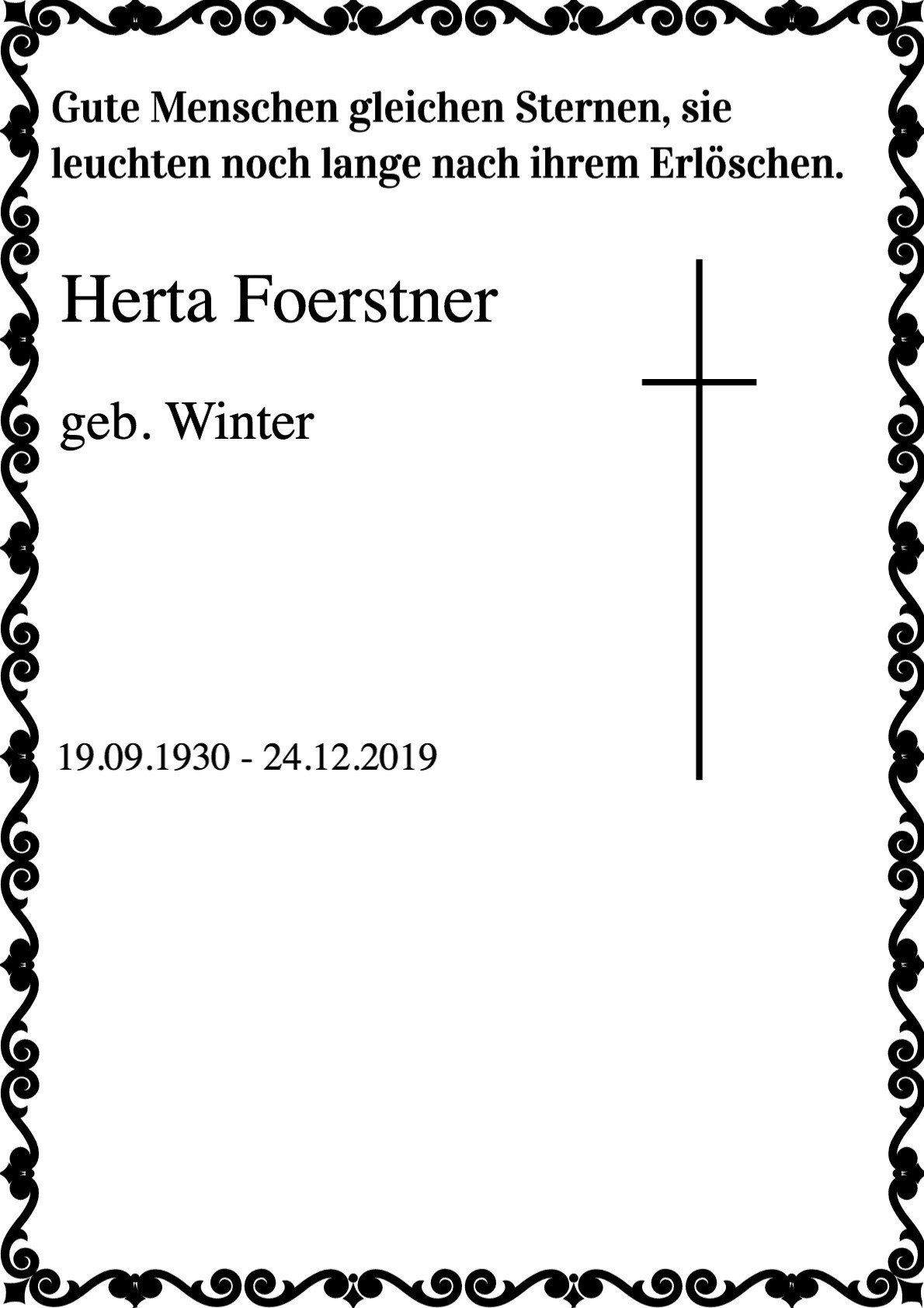 Traueranzeige von Herta Foerstner