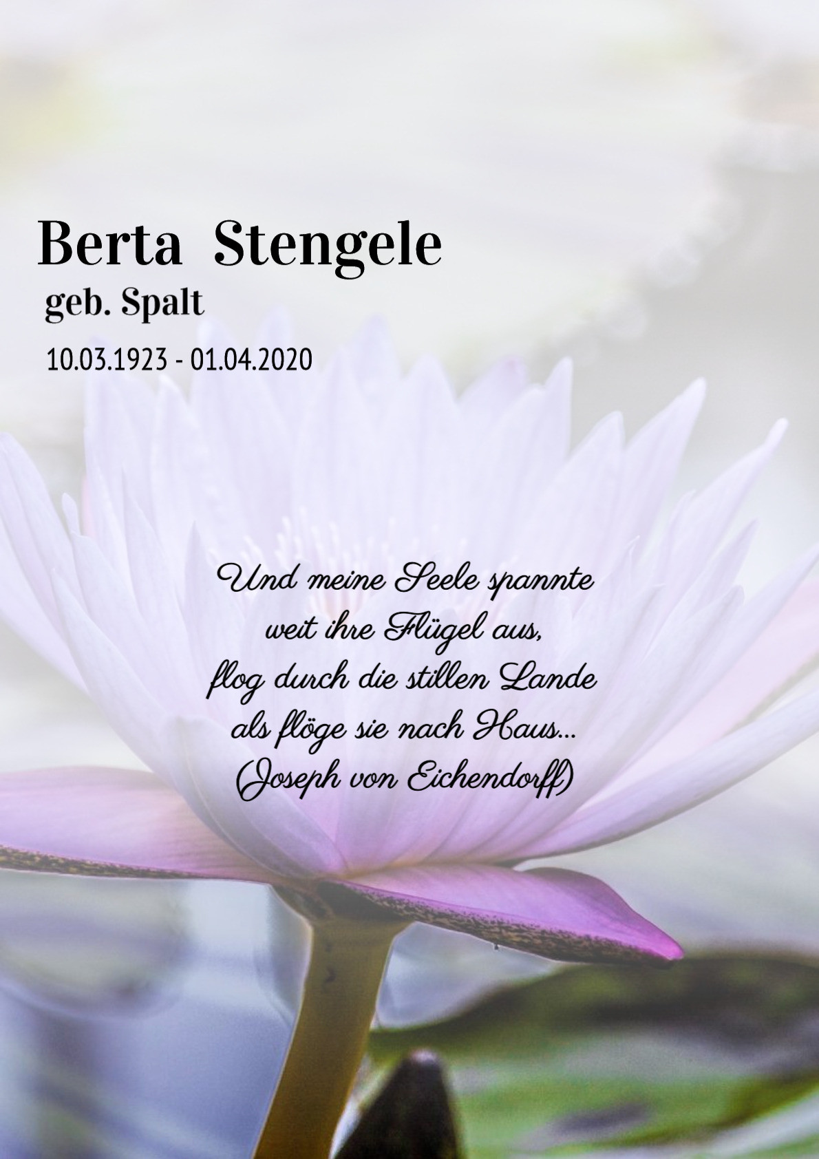 Traueranzeige von Berta Stengele