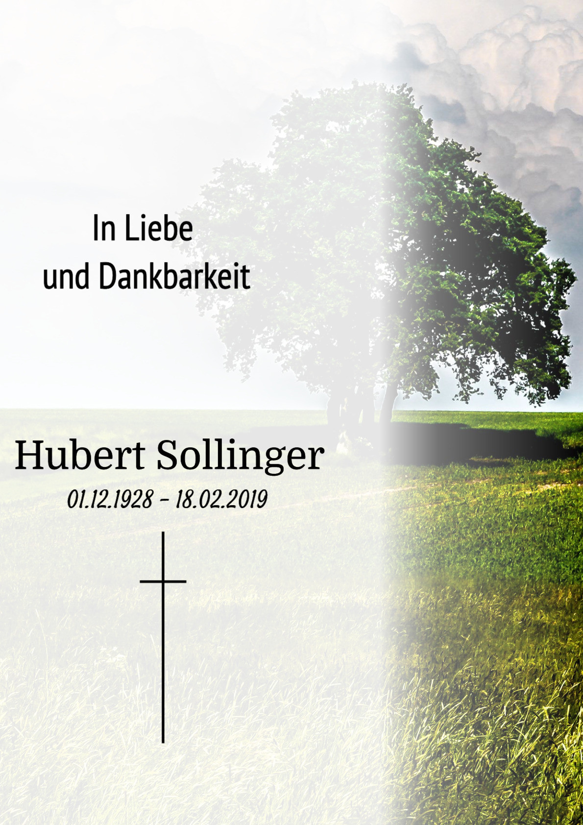 Traueranzeige von Hubert Sollinger