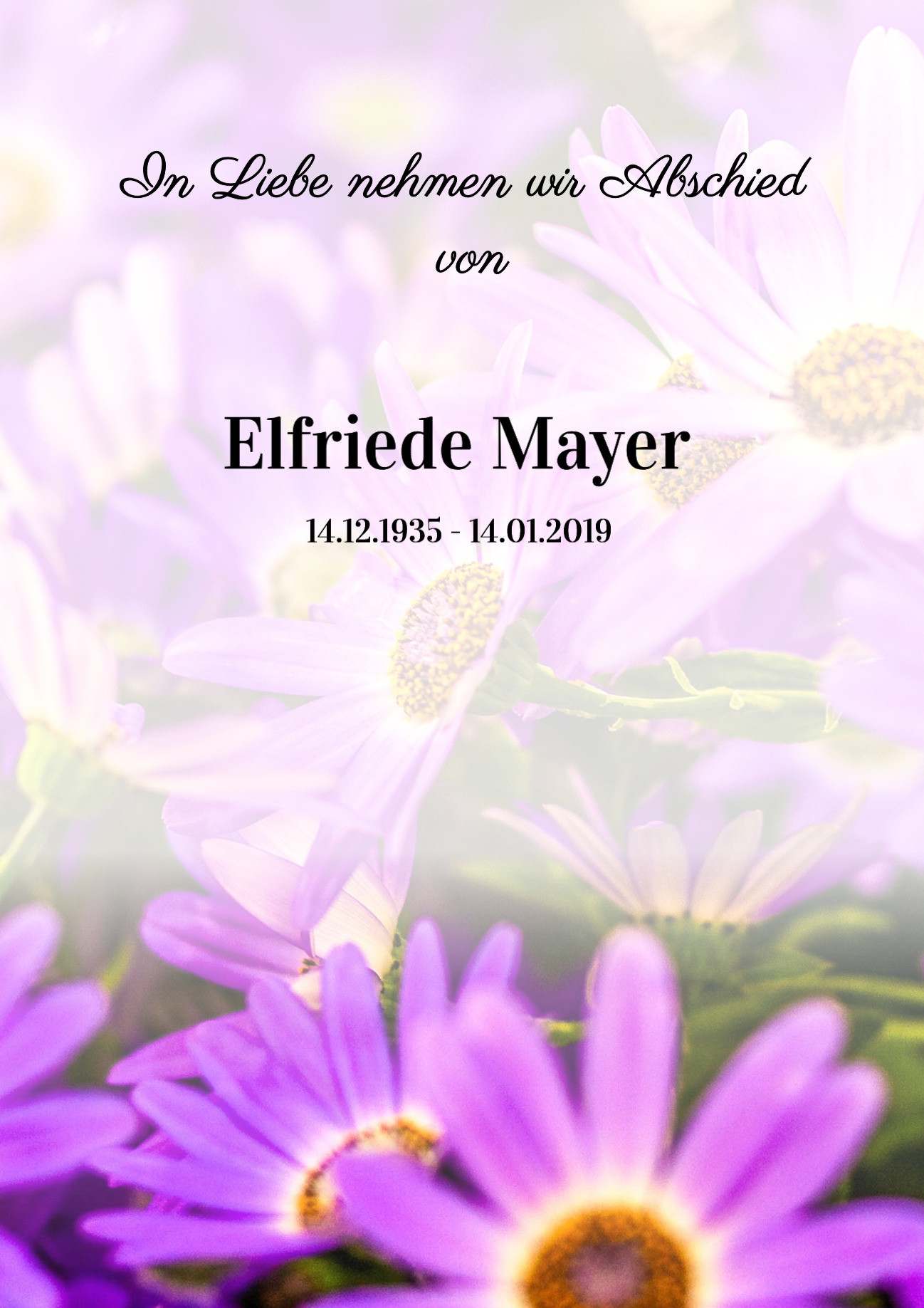 Traueranzeige von Elfriede Mayer
