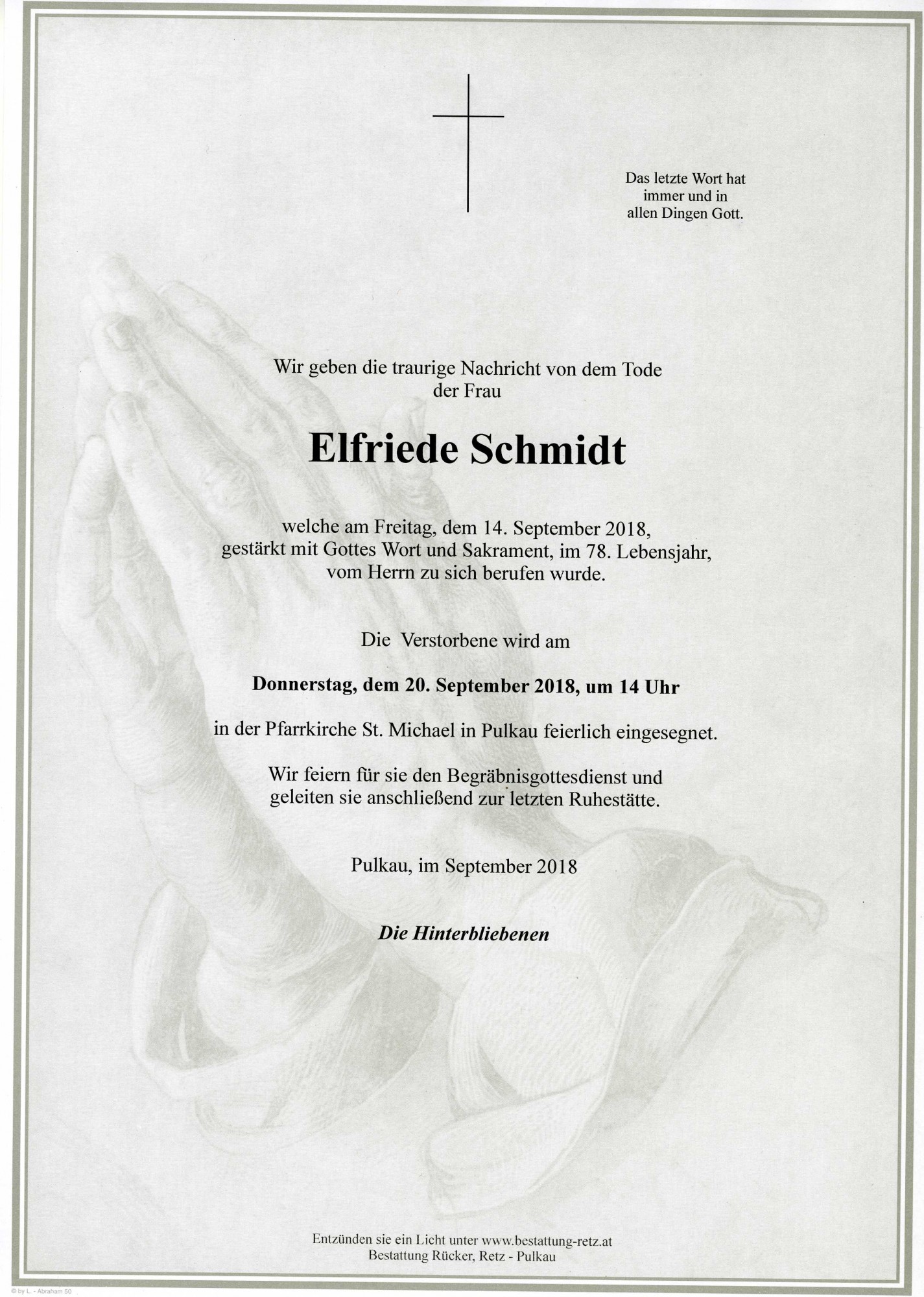 Traueranzeige von Elfriede Schmidt