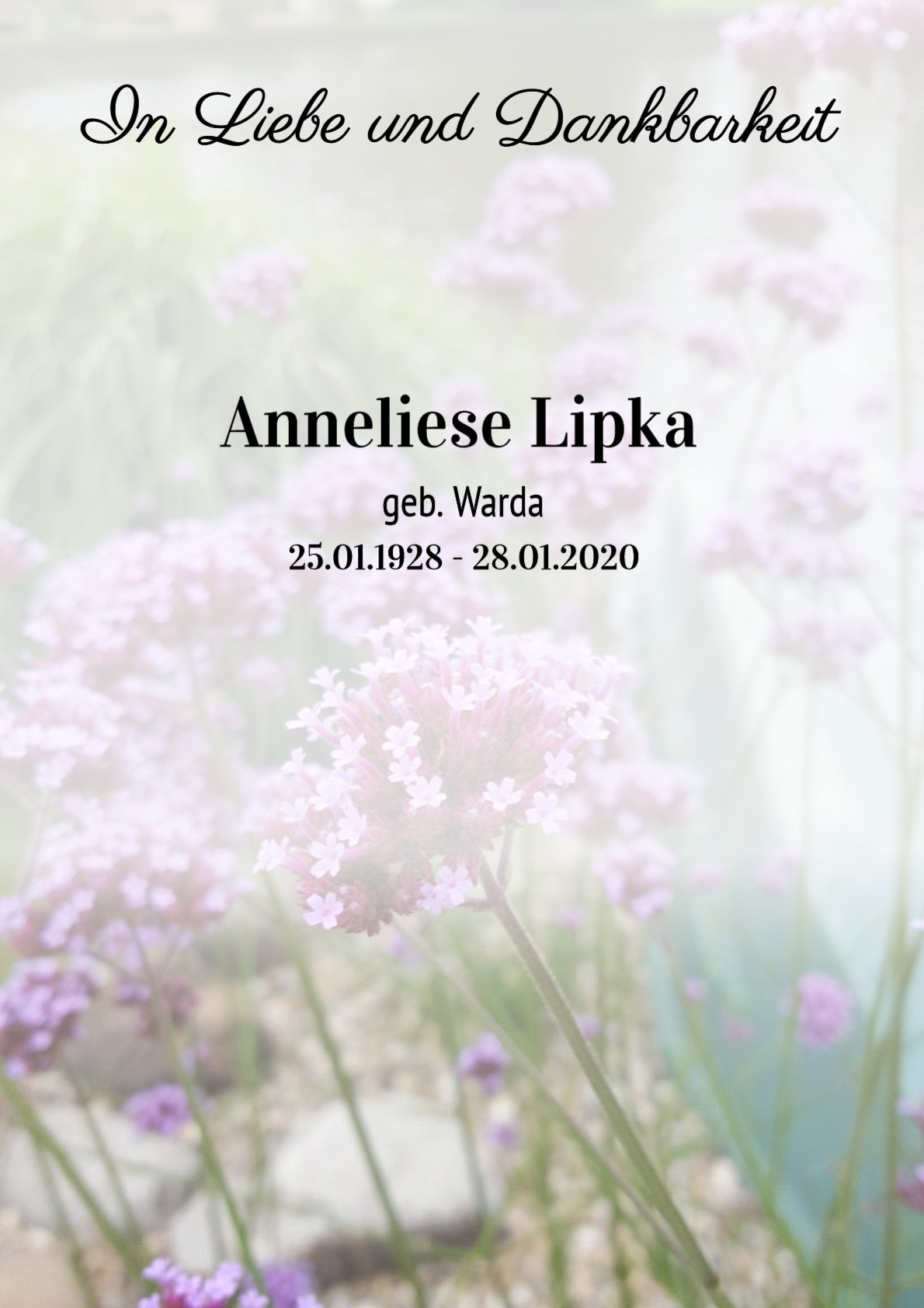 Traueranzeige von Anneliese Lipka
