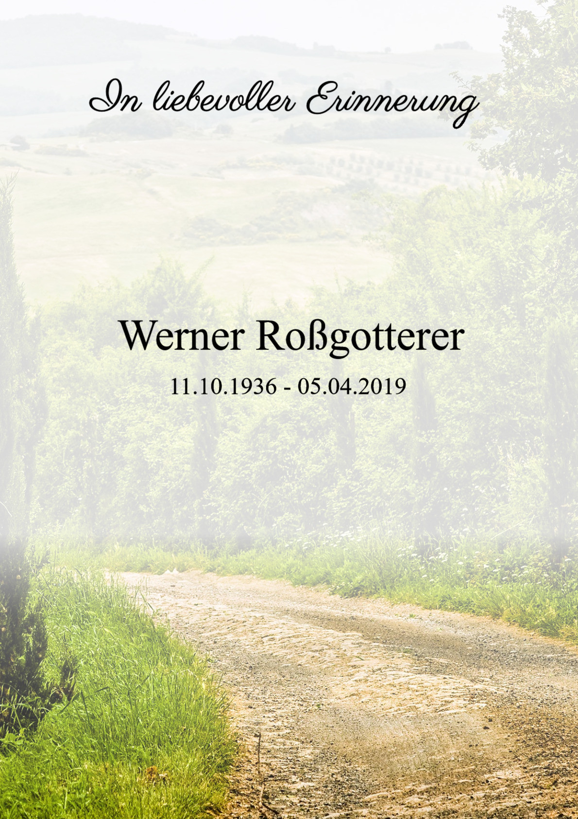 Traueranzeige von Werner Roßgotterer