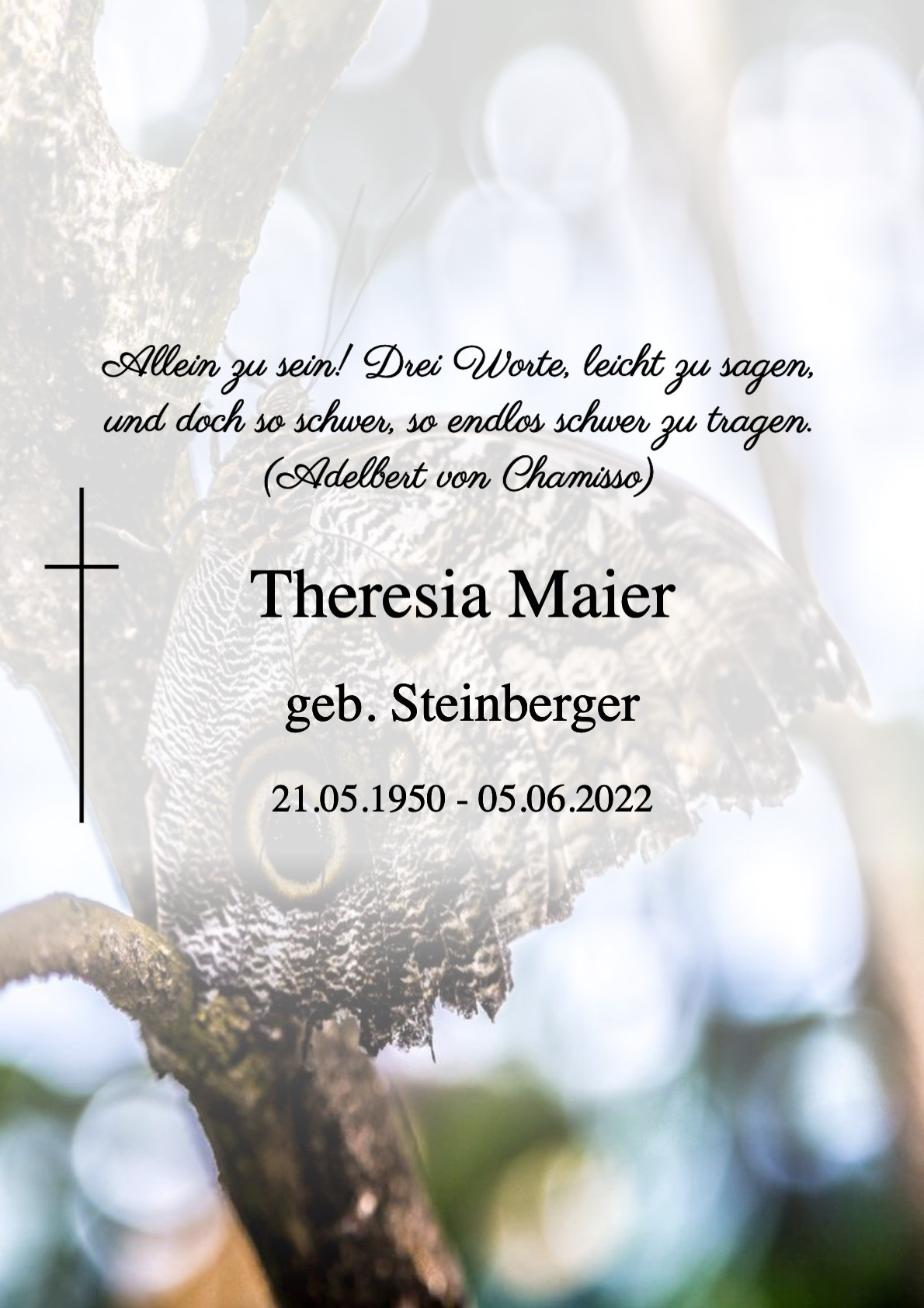 Traueranzeige von Theresia Maier