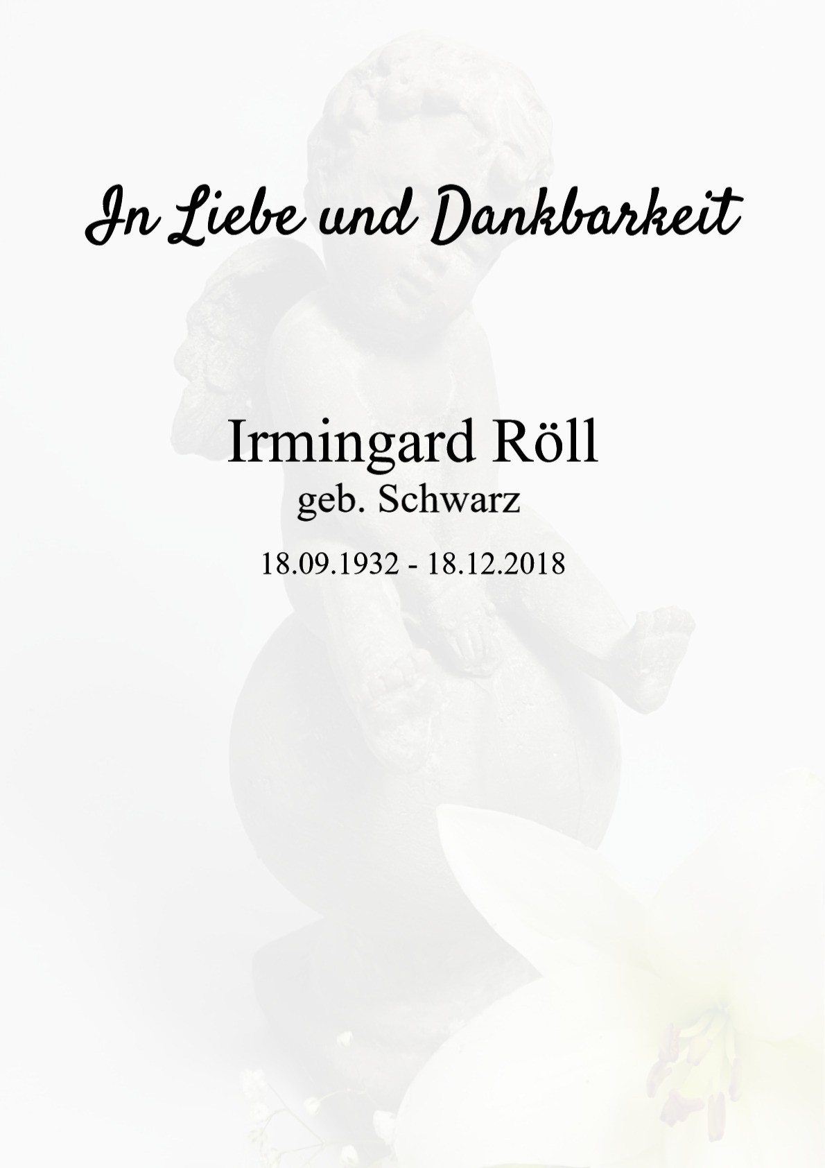 Traueranzeige von Irmingard Röll