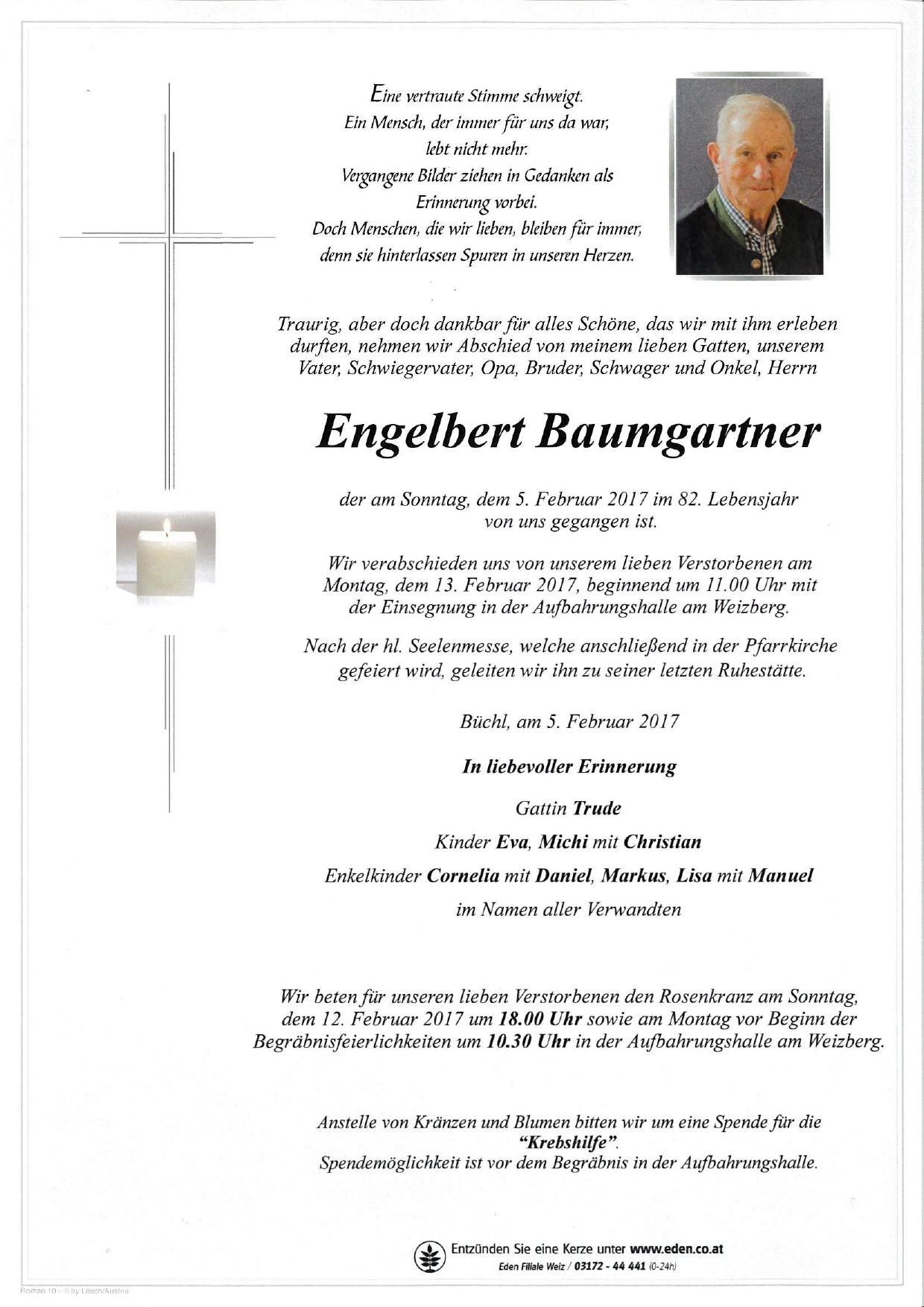 Traueranzeige von Engelbert Baumgartner