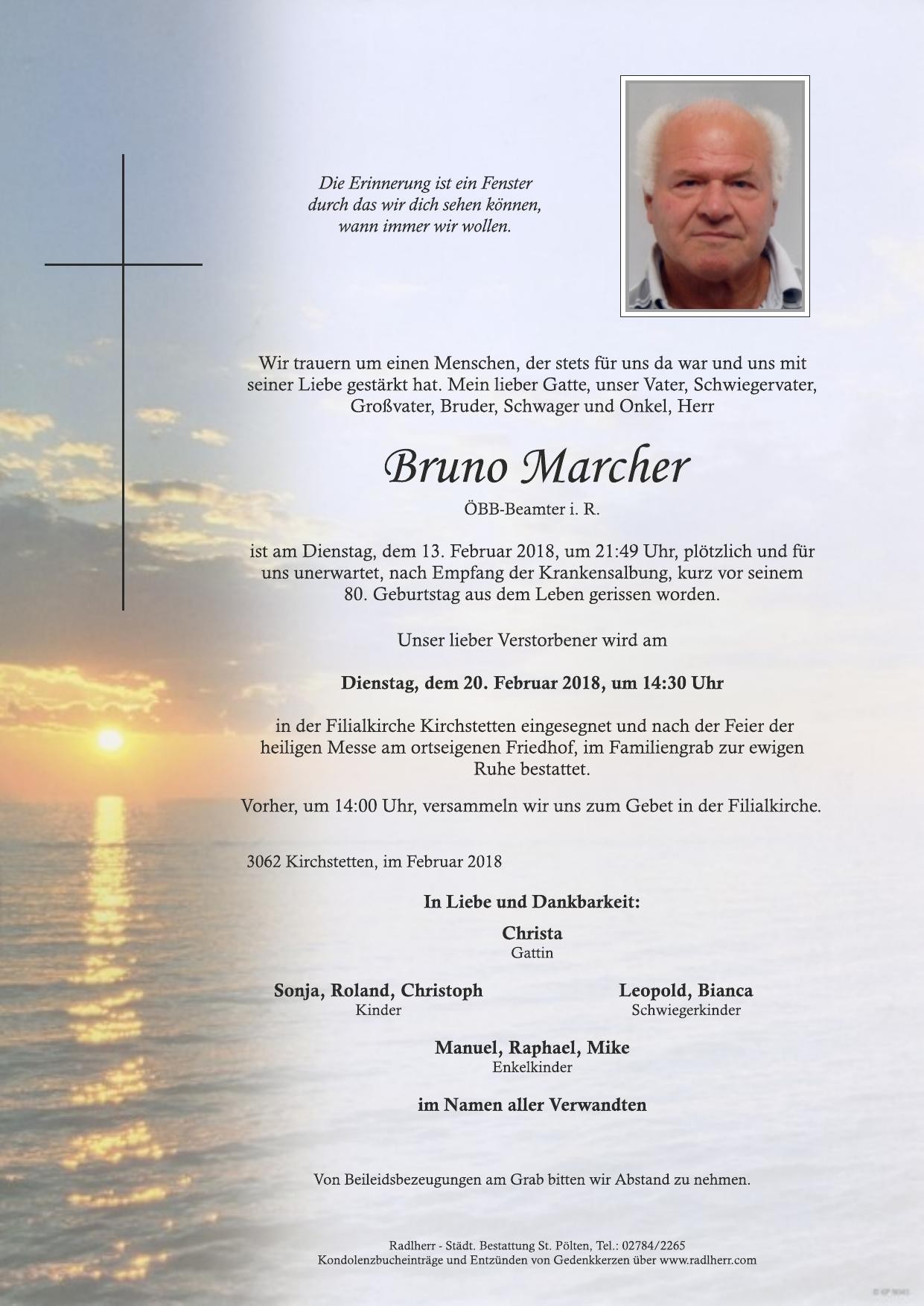 Traueranzeige von Bruno Marcher