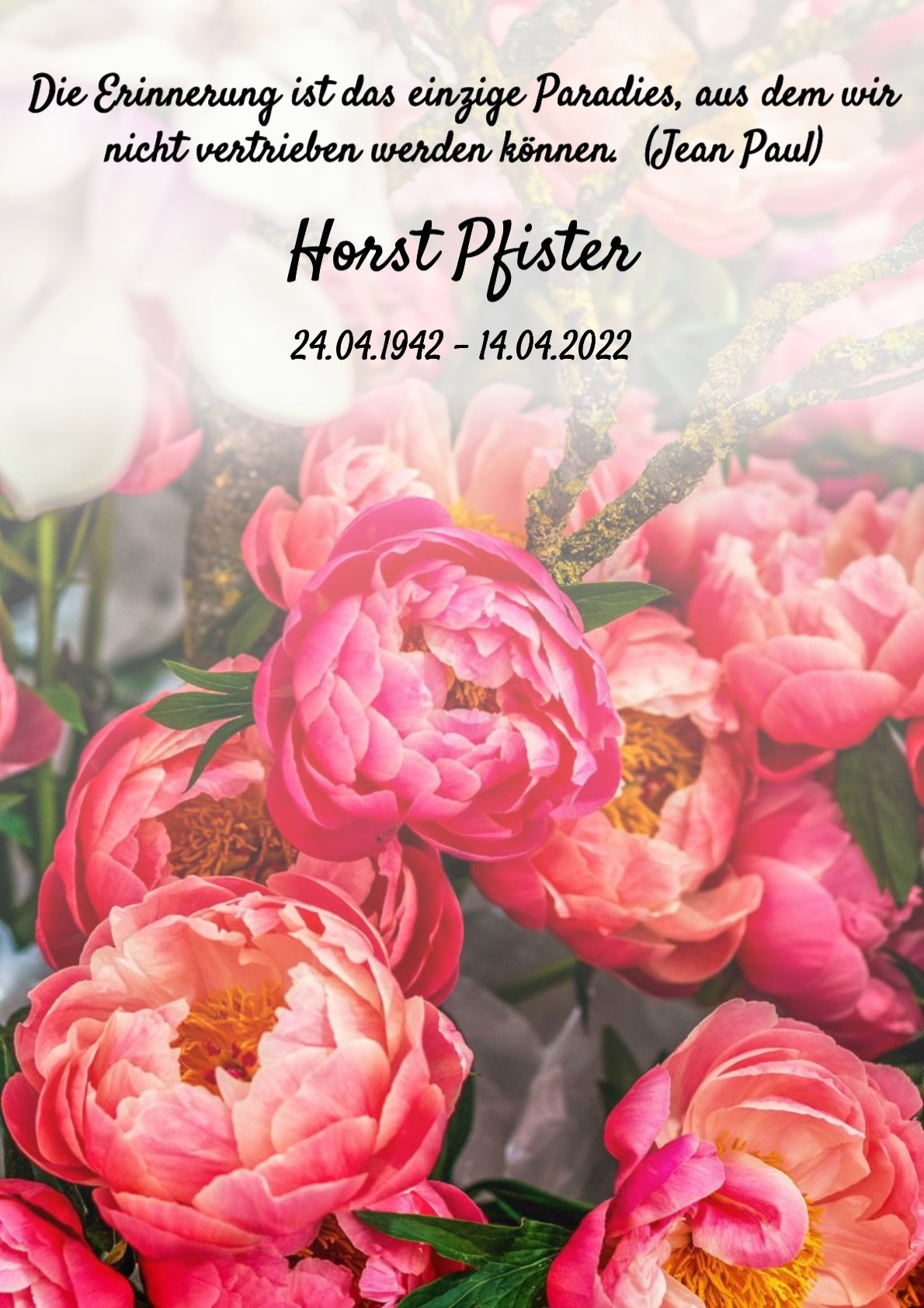 Traueranzeige von Horst Pfister