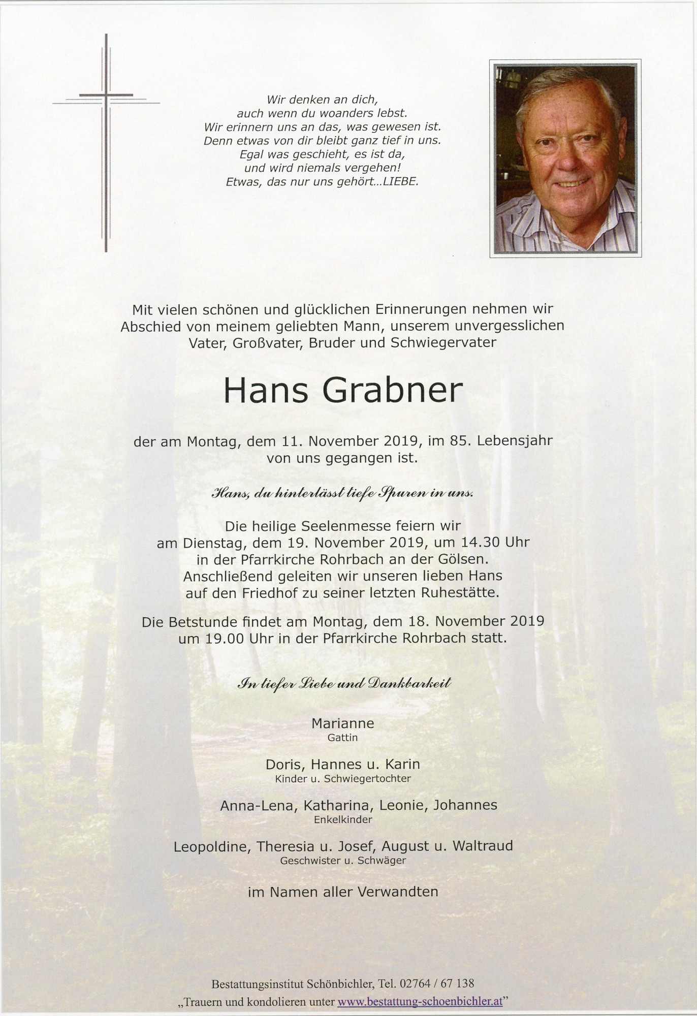 Traueranzeige von Hans Grabner