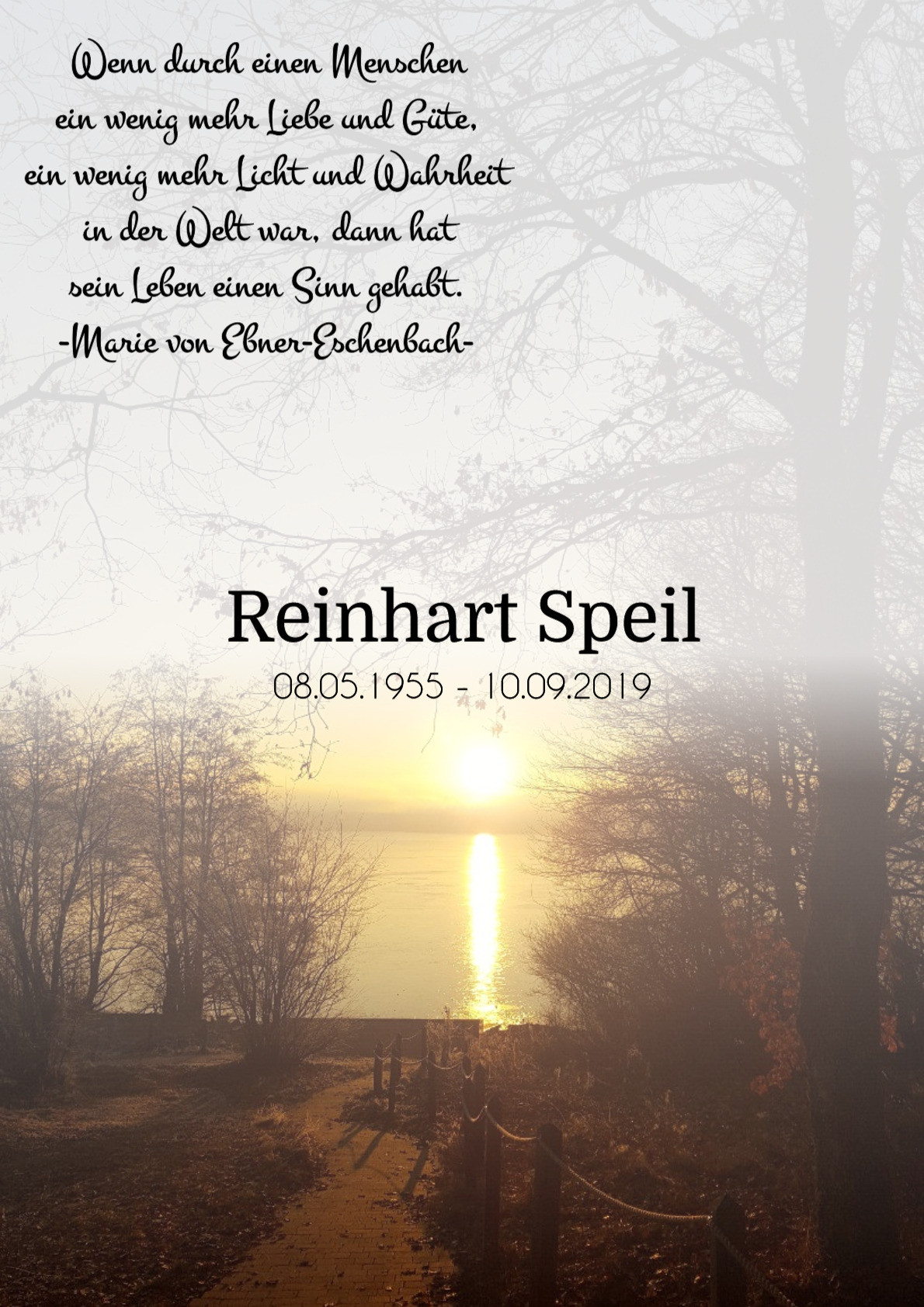 Traueranzeige von Reinhart Speil