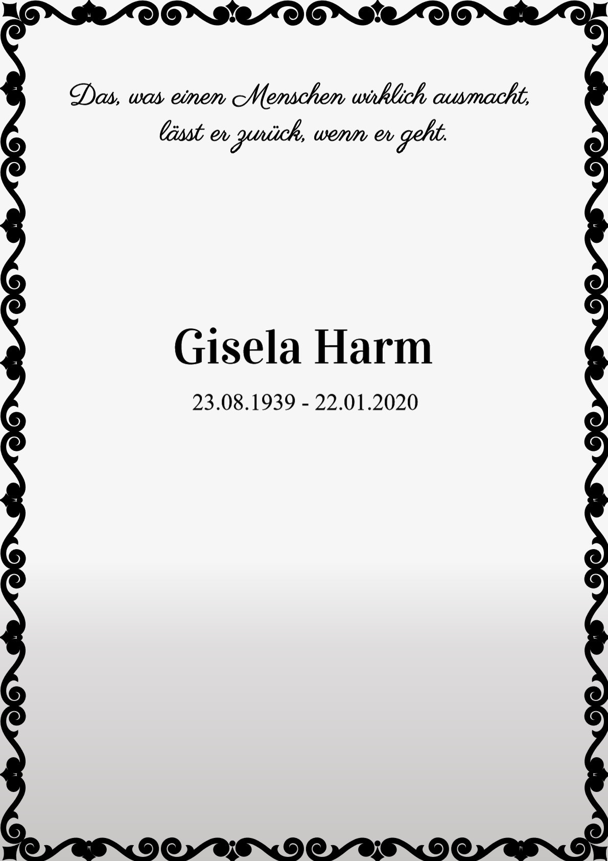 Traueranzeige von Gisela Harm
