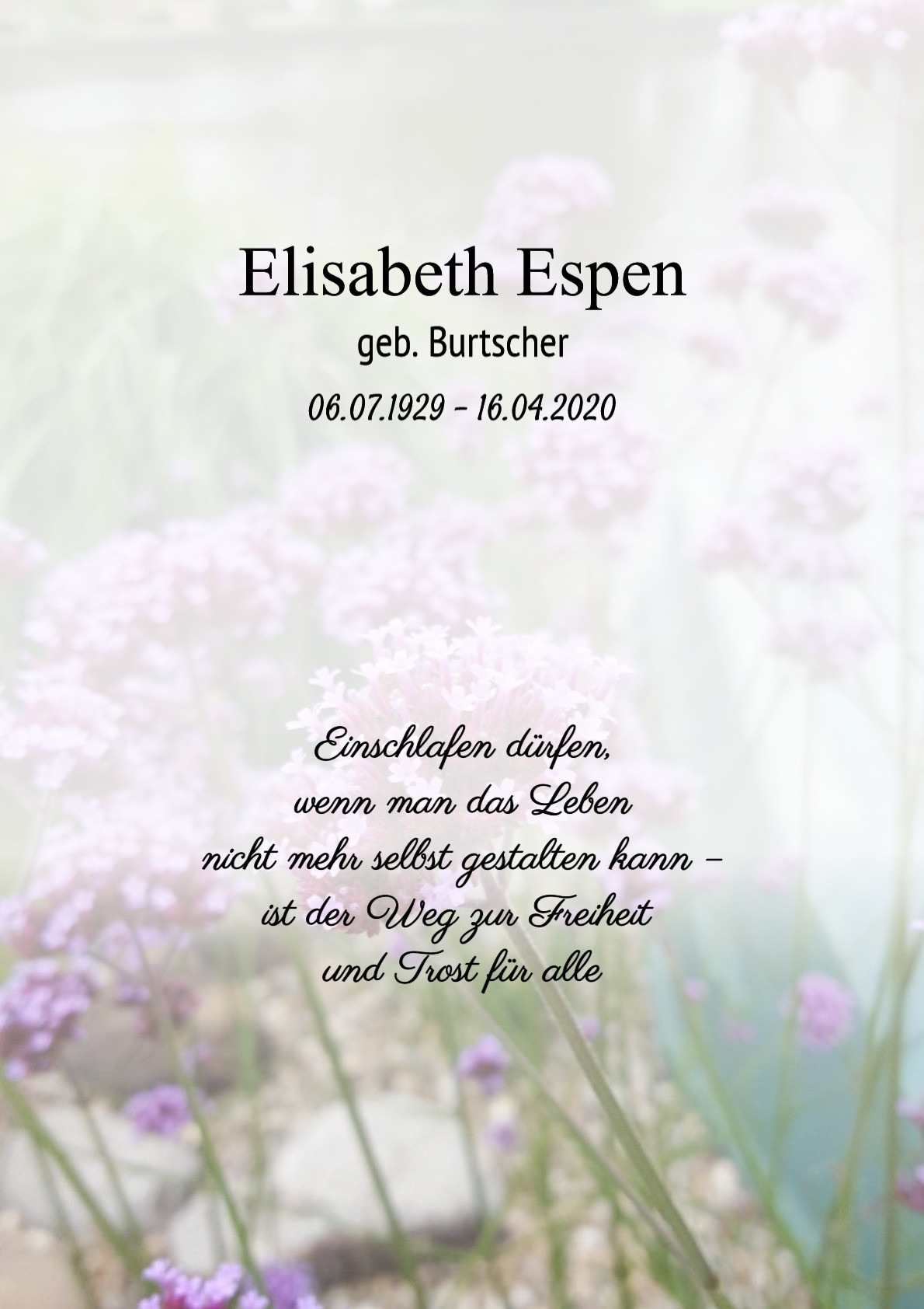 Traueranzeige von Elisabeth Espen