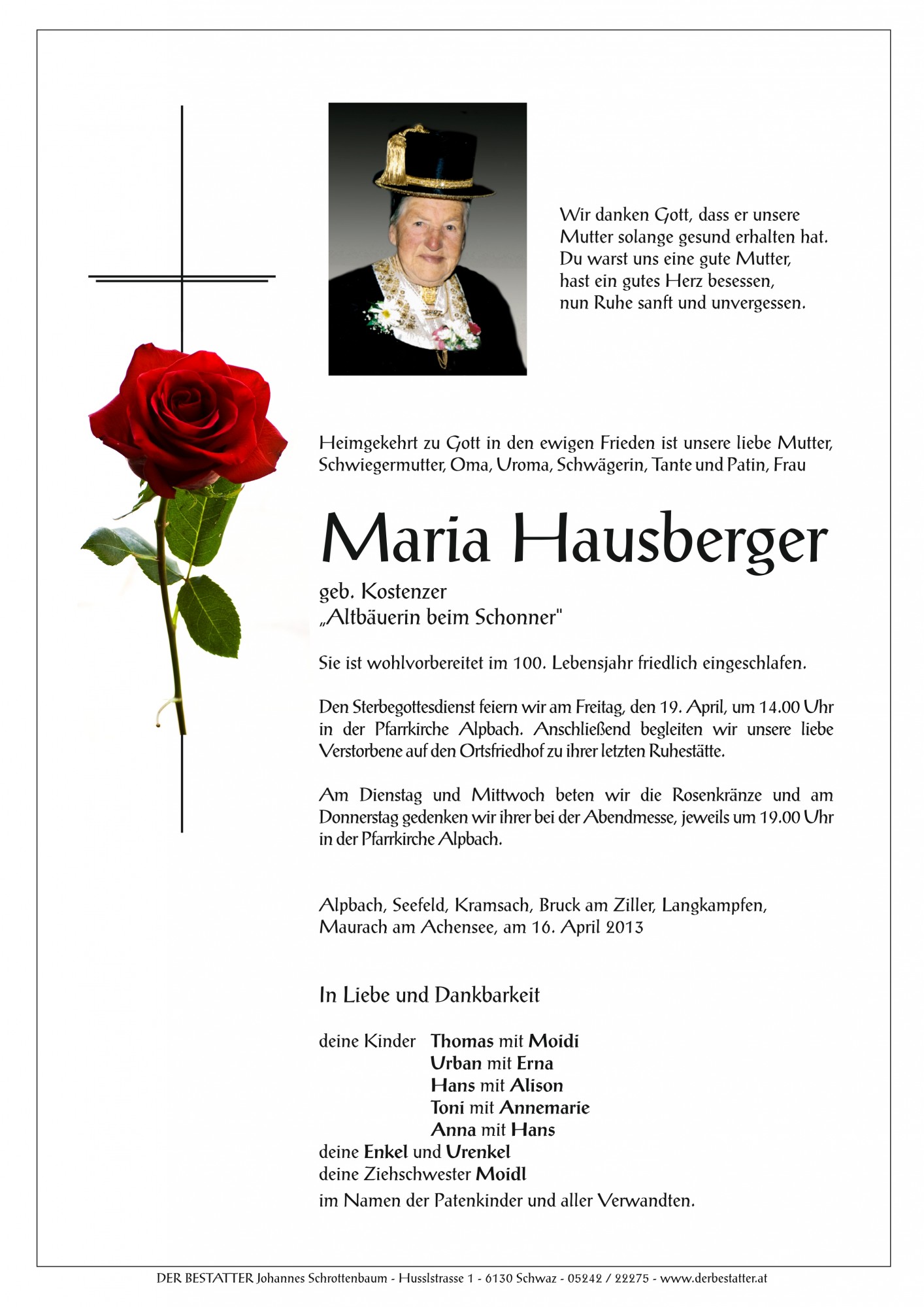 Traueranzeige von Maria Hausberger
