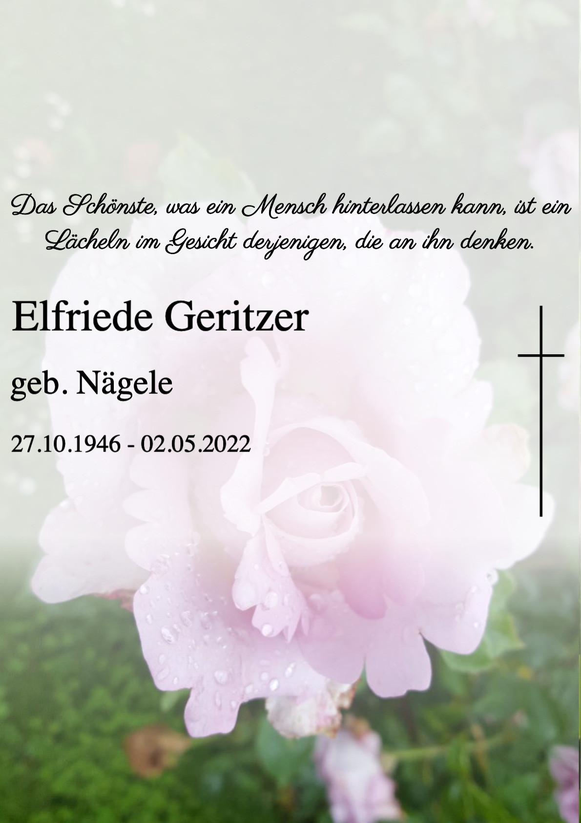Traueranzeige von Elfriede Geritzer