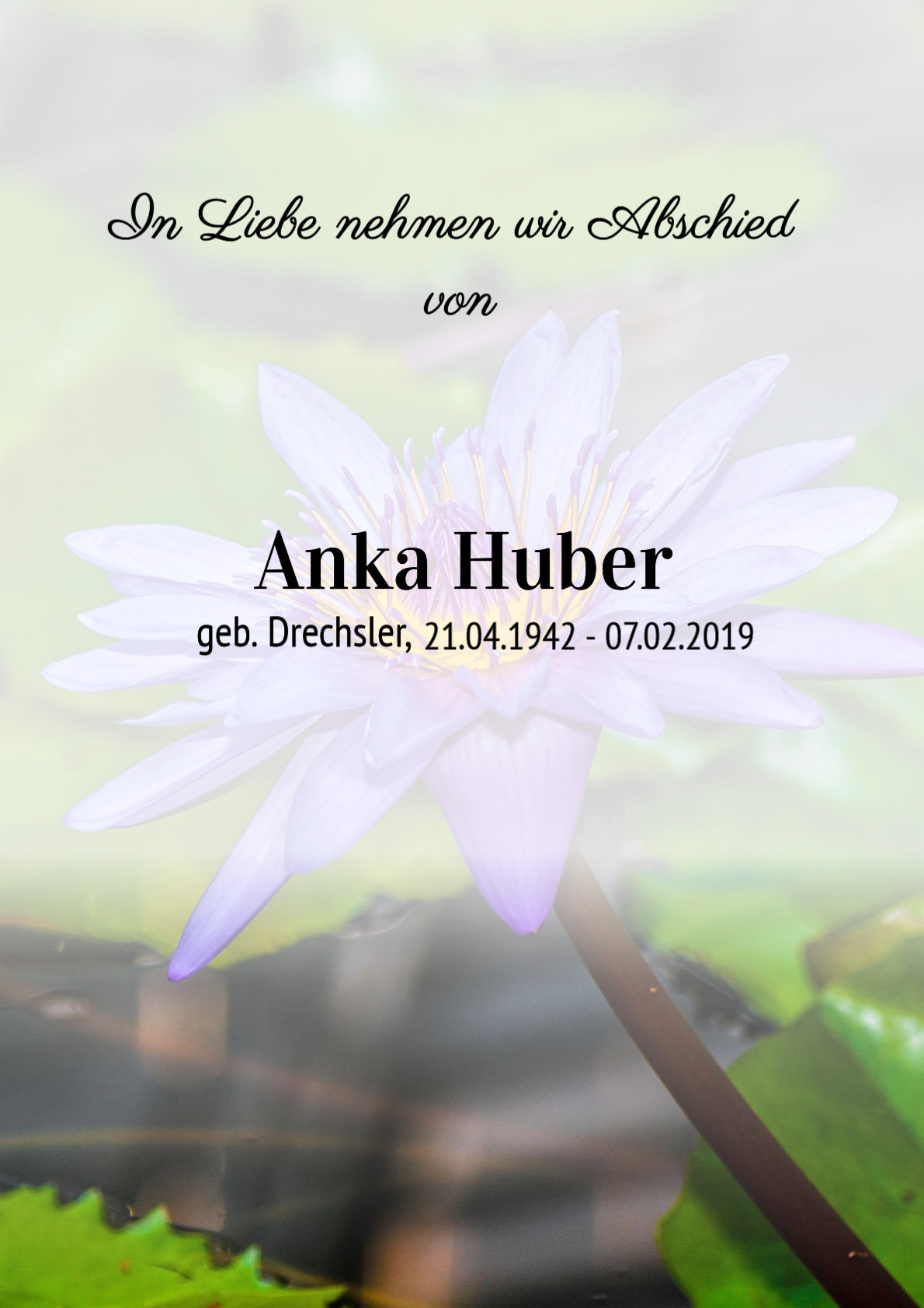 Traueranzeige von Anka Huber