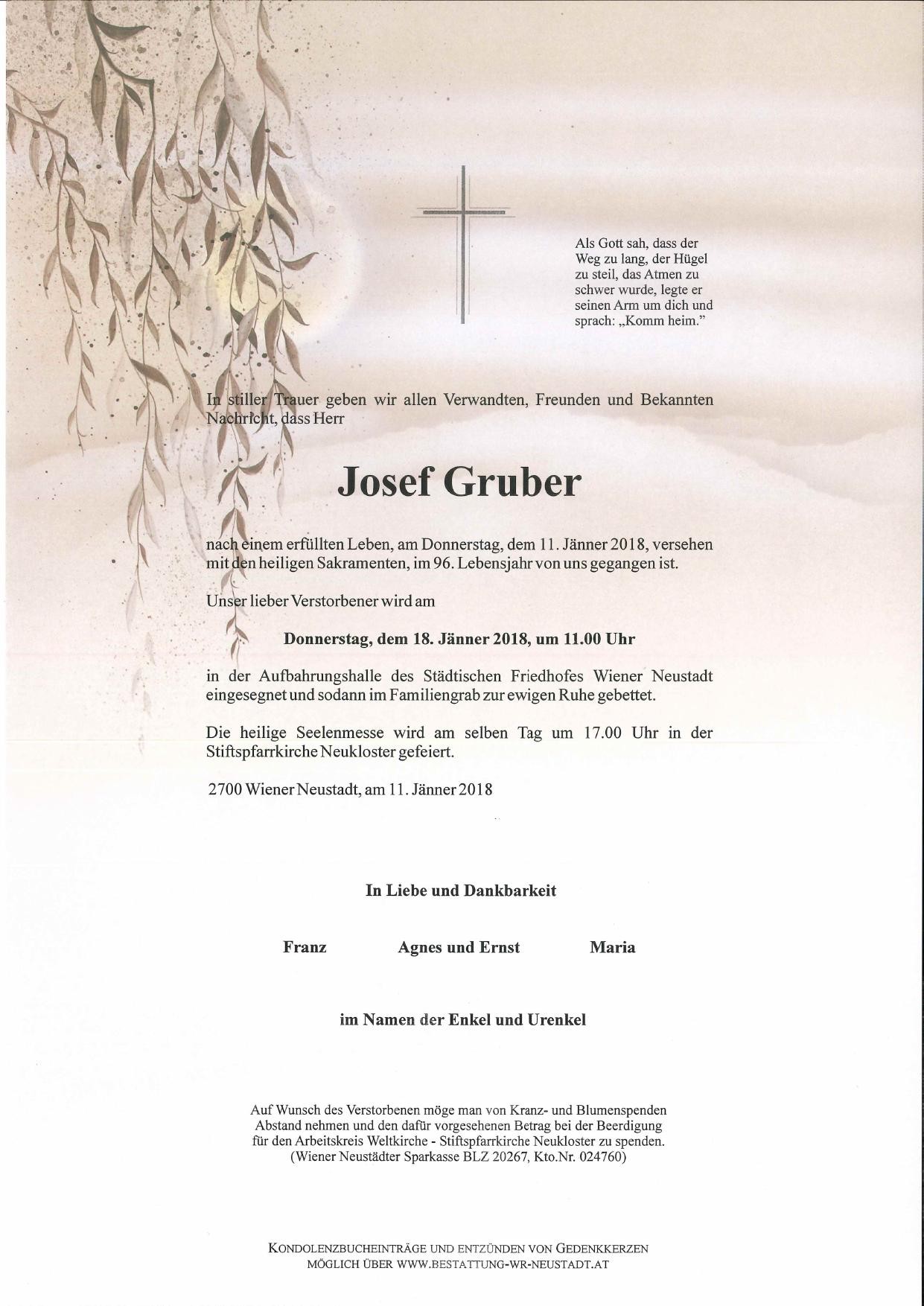 Traueranzeige von Josef Gruber