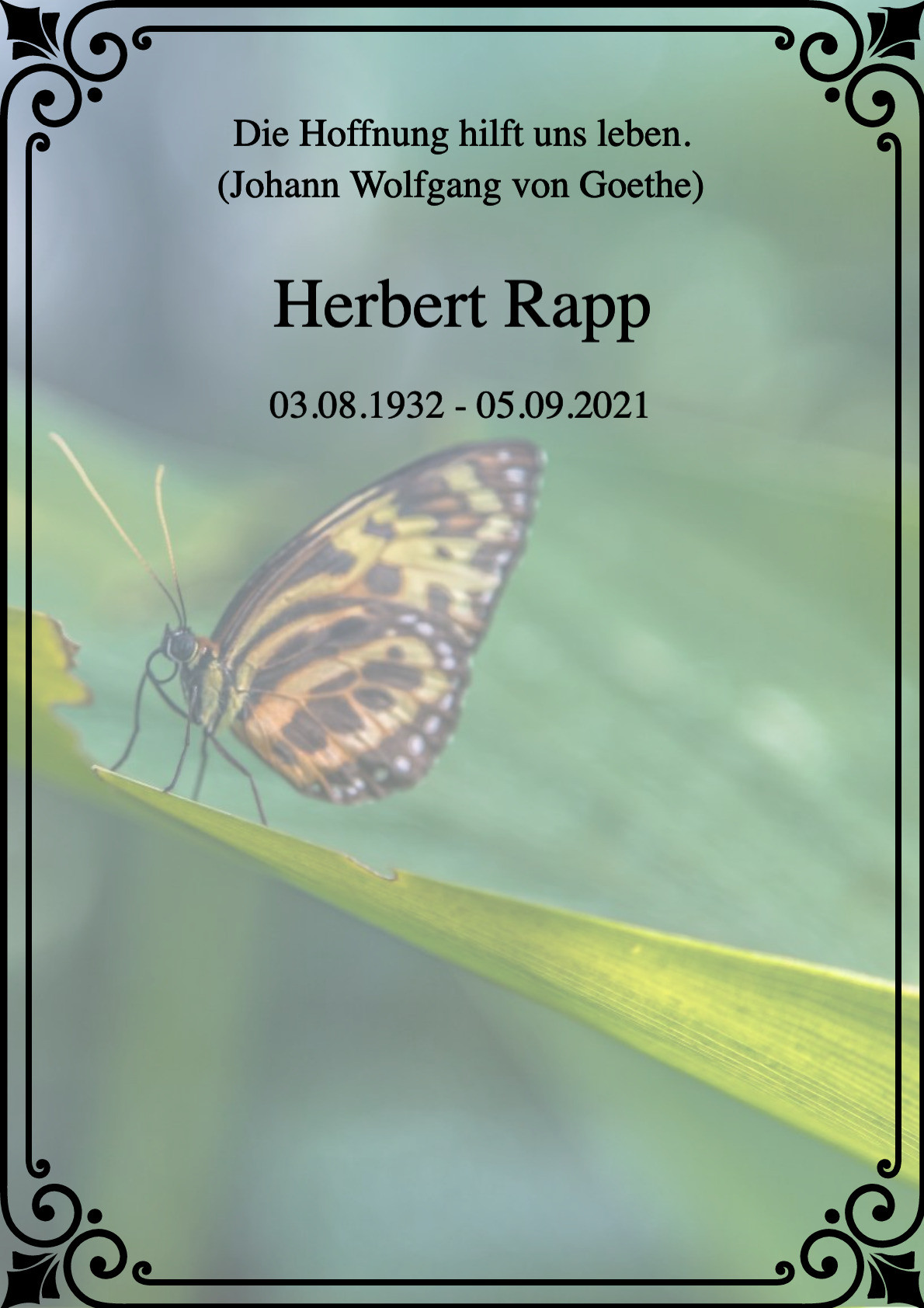 Traueranzeige von Herbert Rapp
