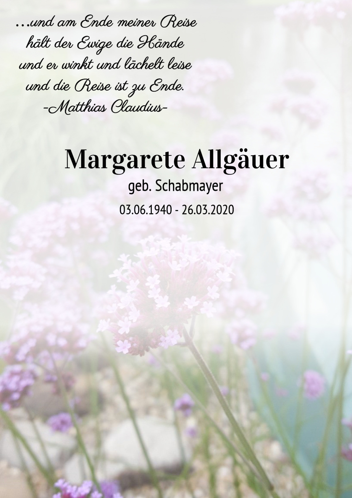 Traueranzeige von Margarete Allgäuer