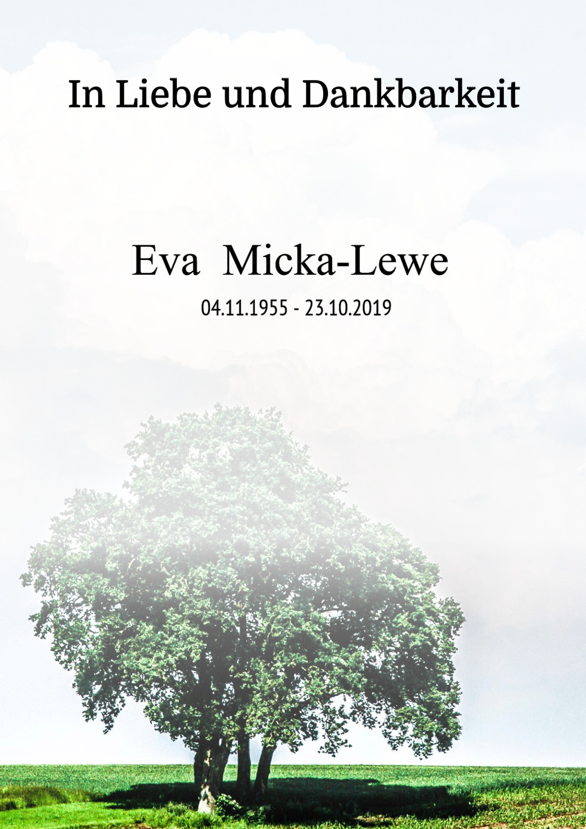 Traueranzeige von Eva Micka-Lewe