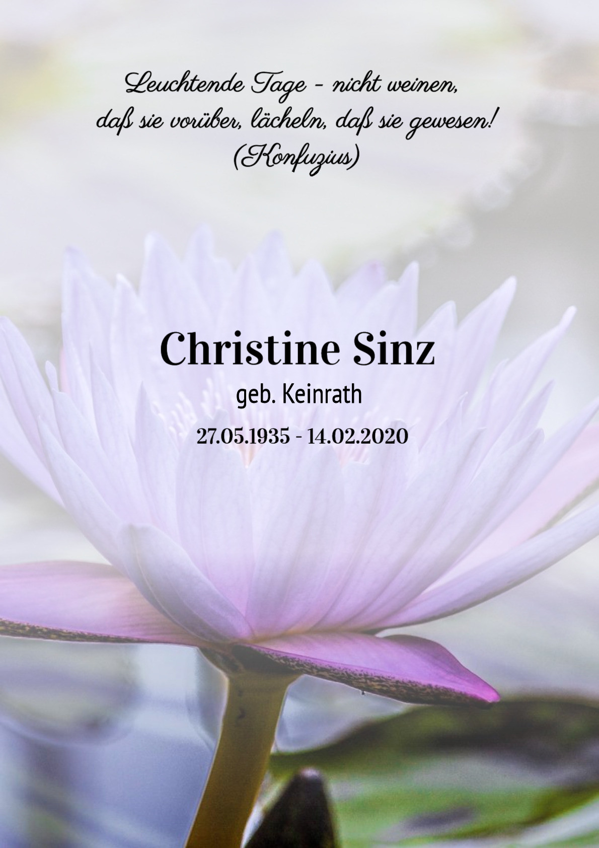 Traueranzeige von Christine Sinz