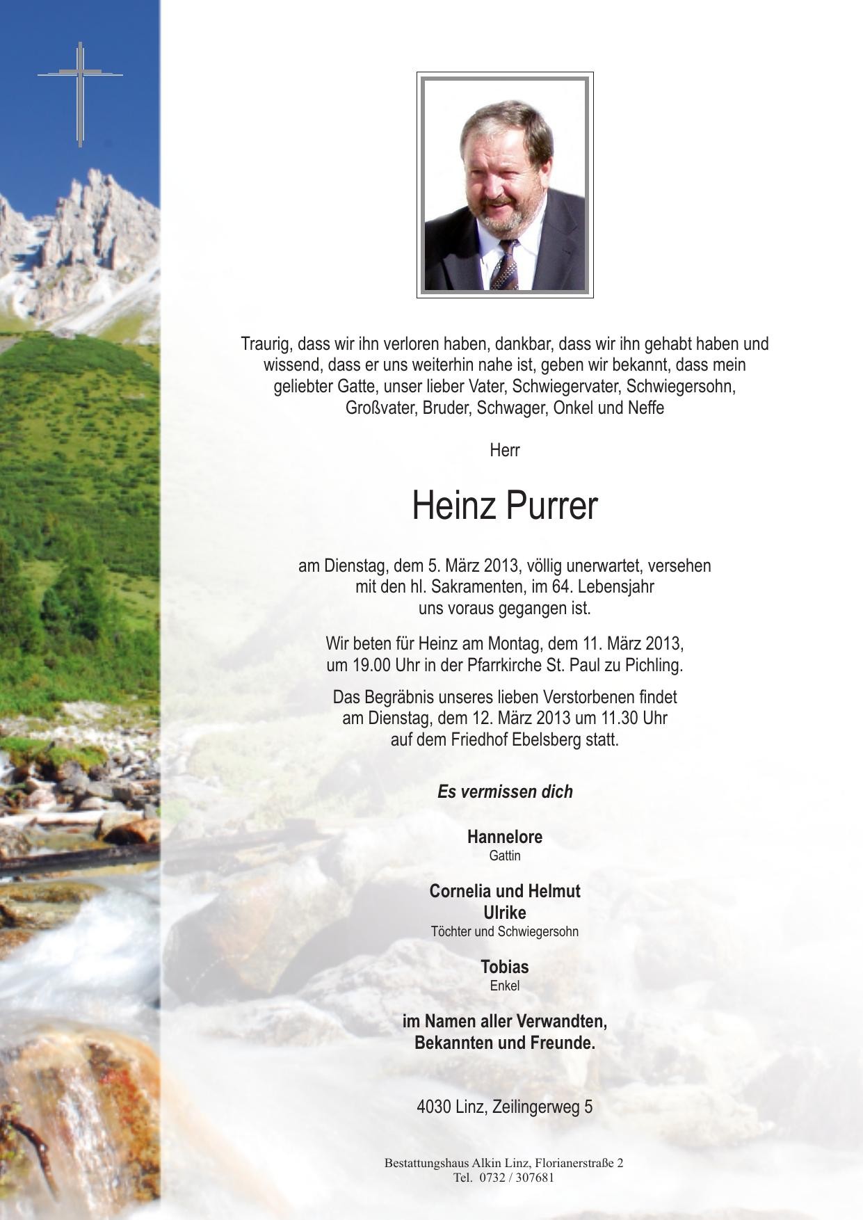 Traueranzeige von Heinz Purrer