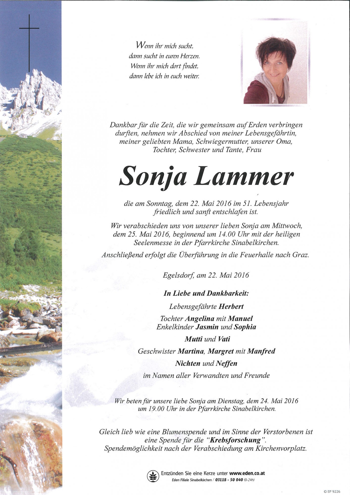 Traueranzeige von Sonja Lammer