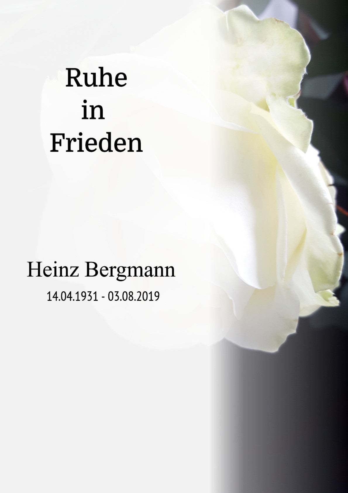 Traueranzeige von Heinz Bergmann