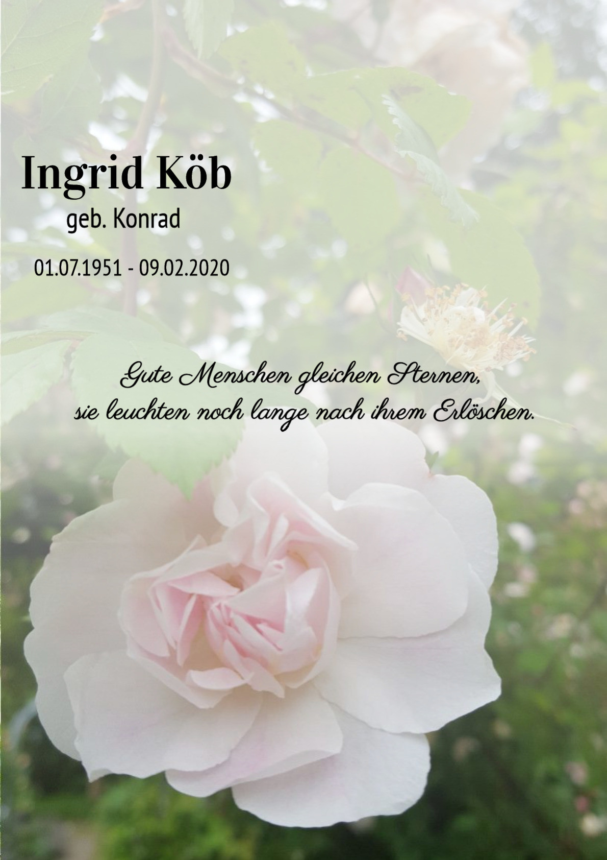Traueranzeige von Ingrid Köb