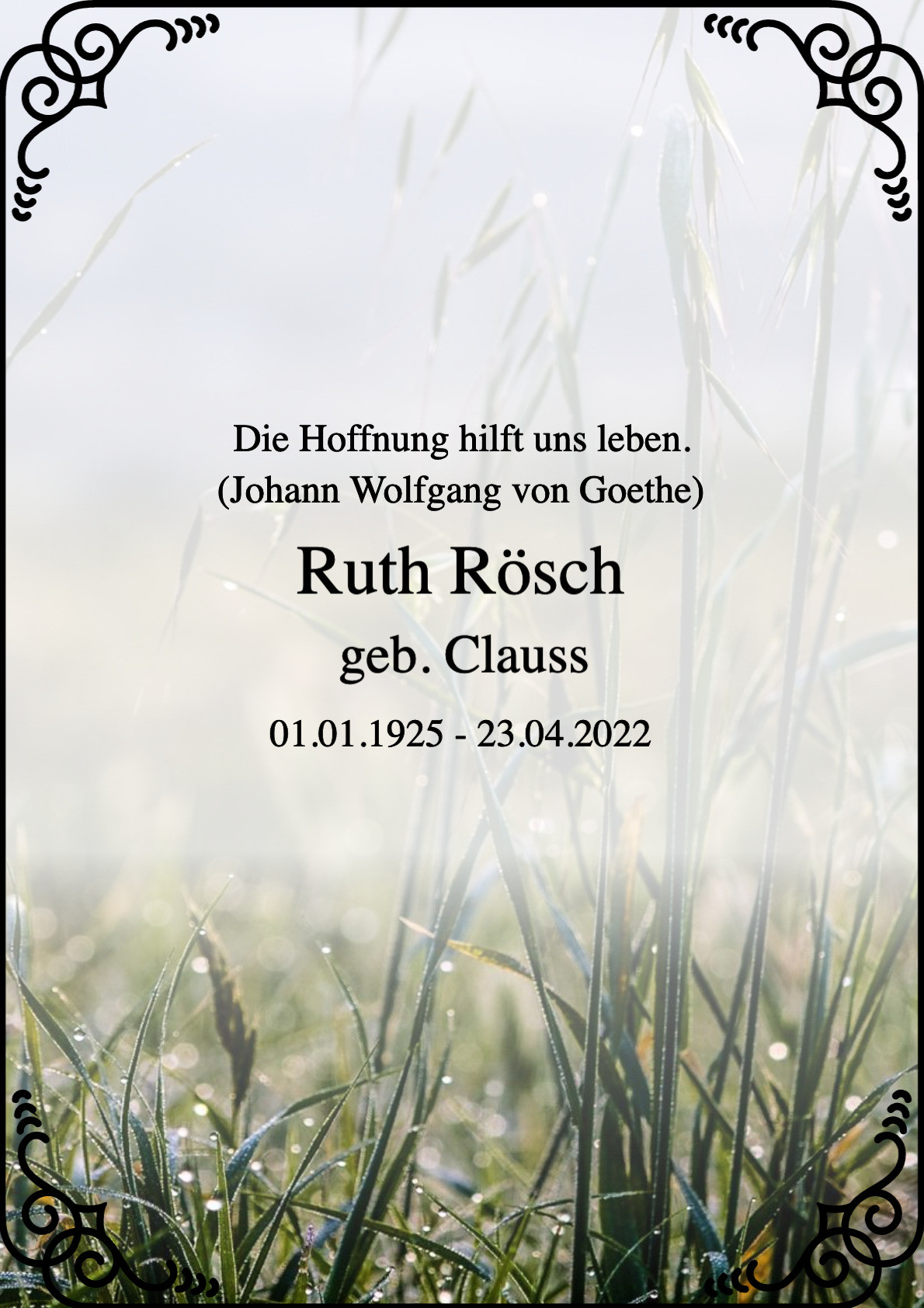 Traueranzeige von Ruth Rösch