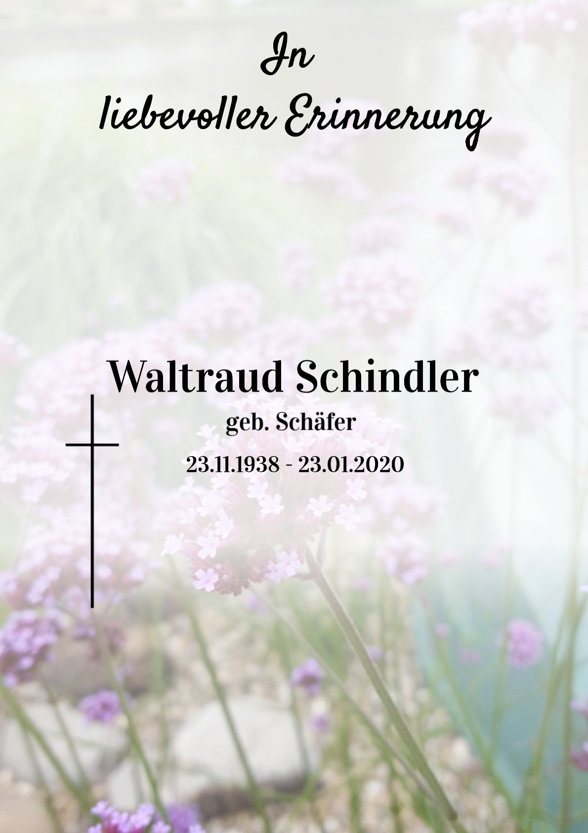 Traueranzeige von Waltraud Schindler