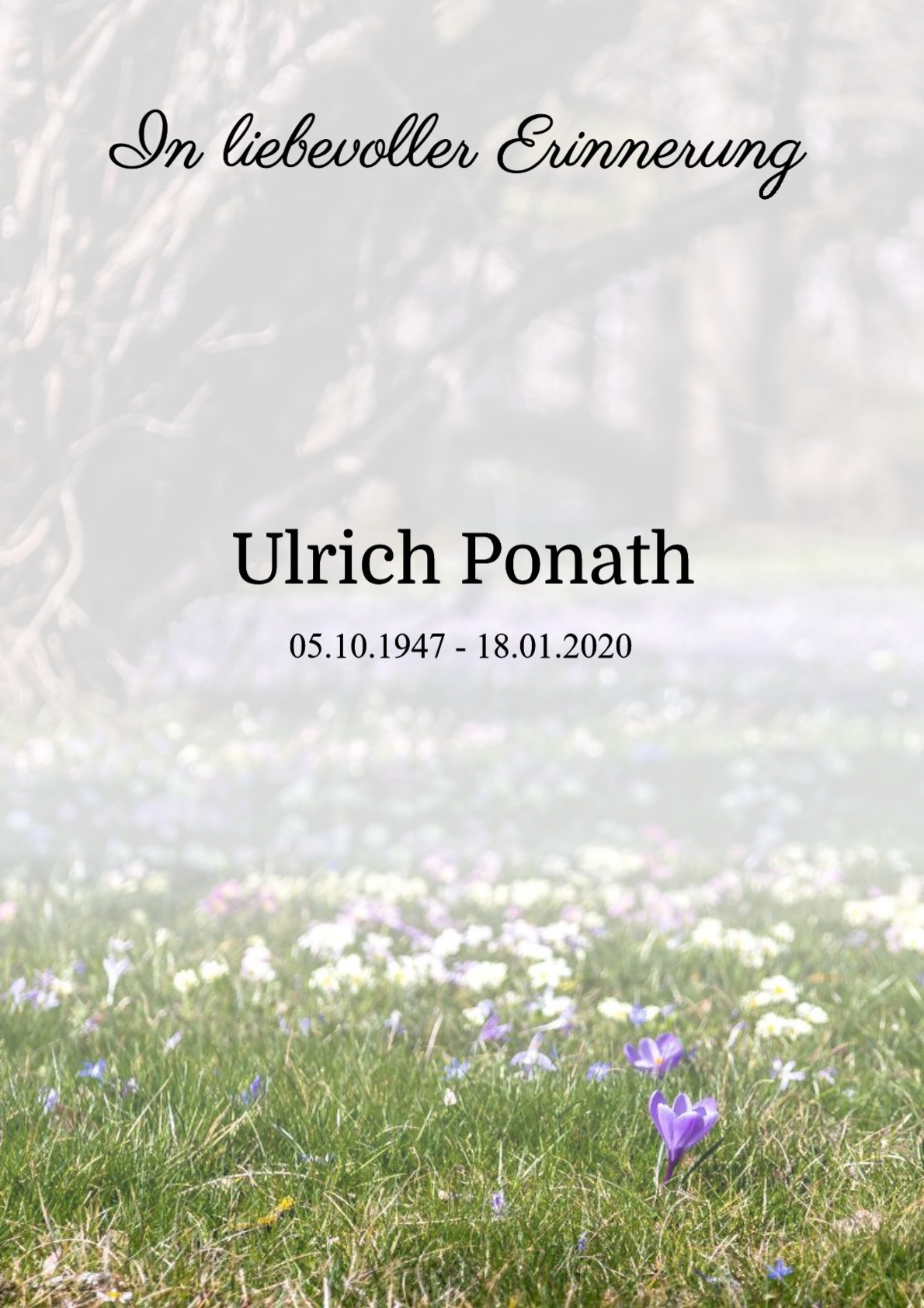 Traueranzeige von Ulrich Ponath