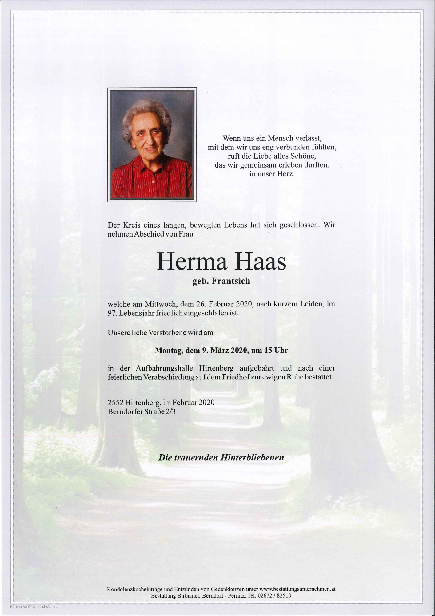 Traueranzeige von Herma Haas