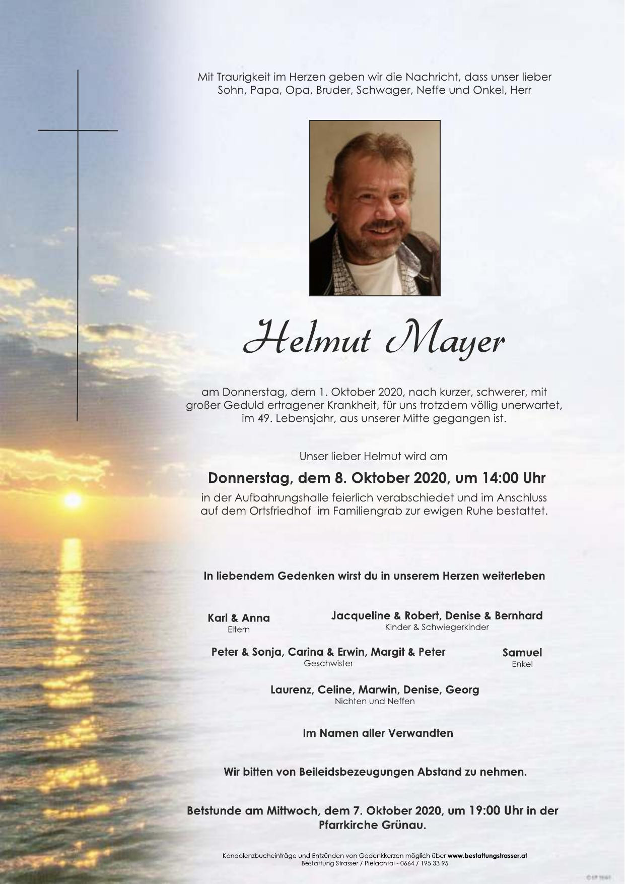 Traueranzeige von Helmut Mayer