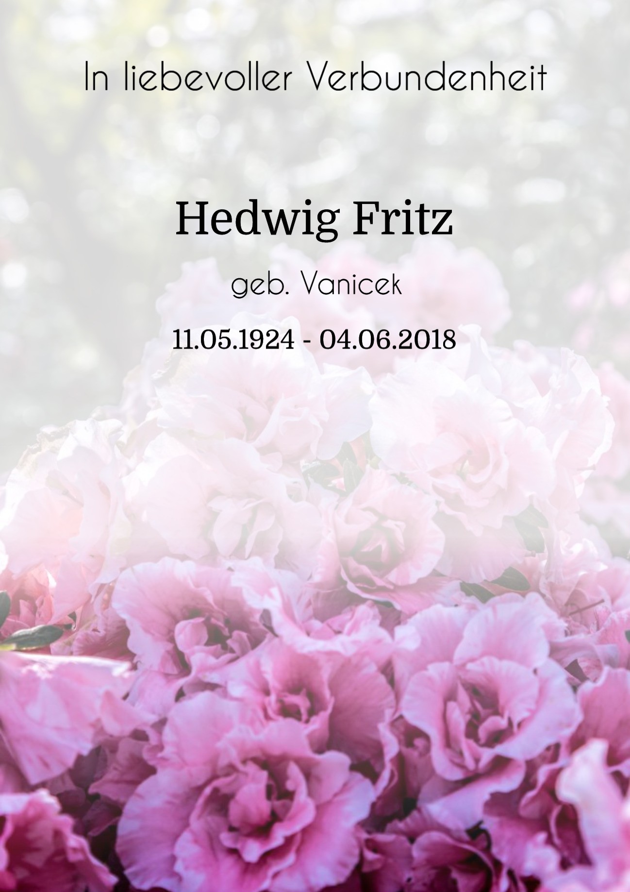 Traueranzeige von Hedwig Fritz