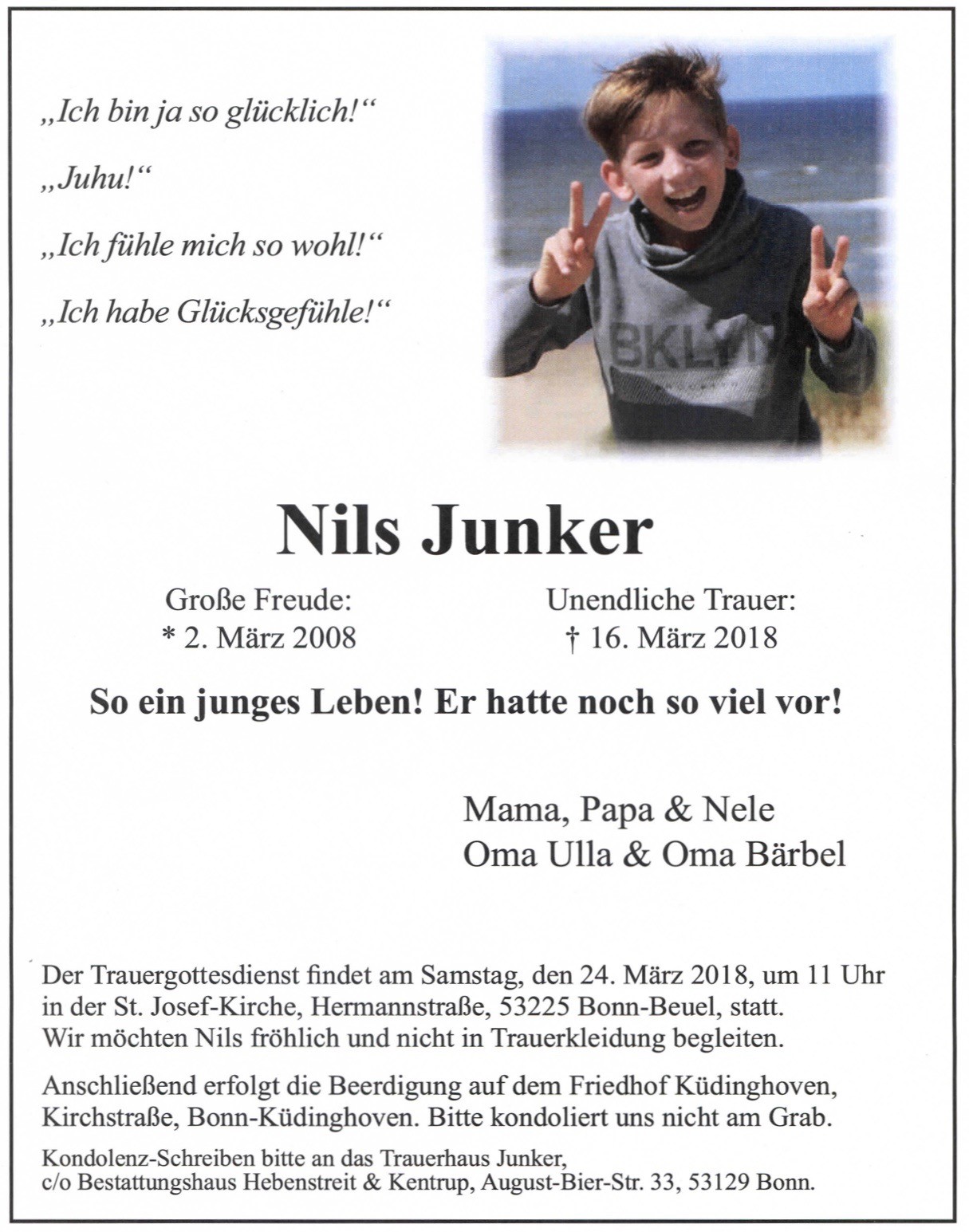 Traueranzeige von Nils Junker