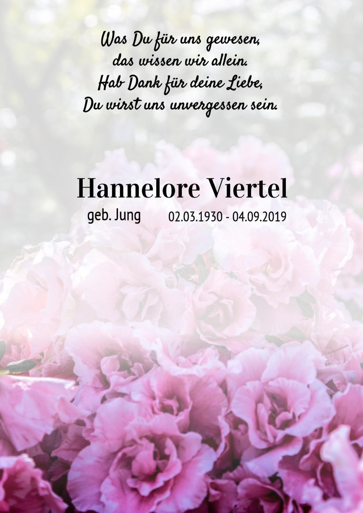 Traueranzeige von Hannelore Viertel
