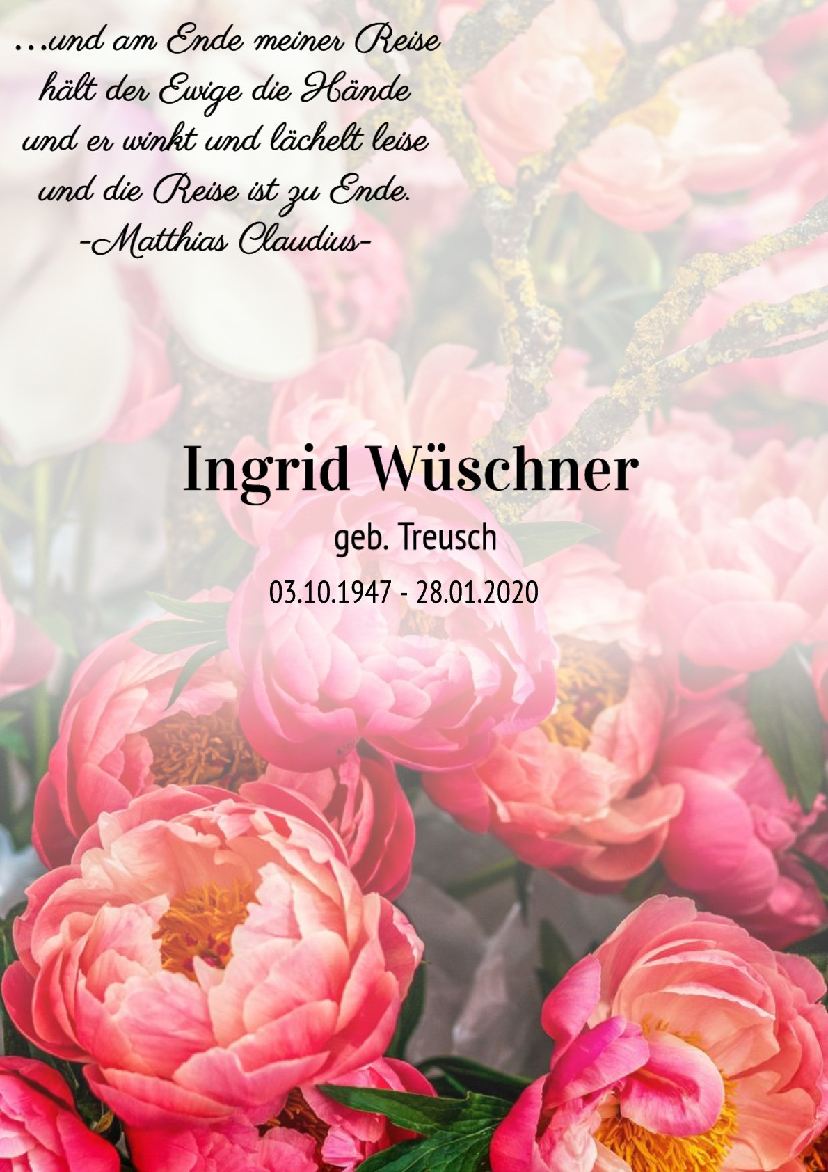 Traueranzeige von Ingrid Wüschner