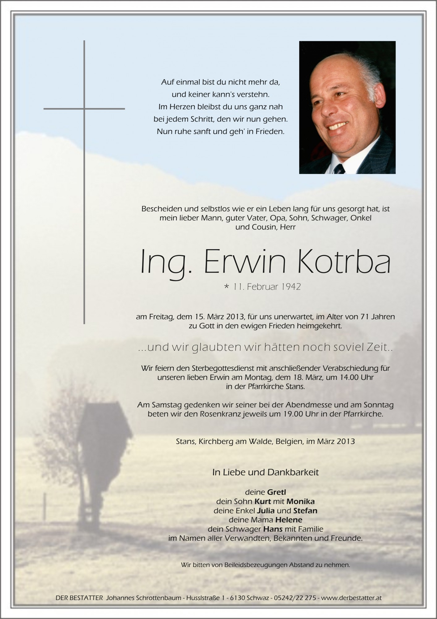 Traueranzeige von Erwin Kotrba
