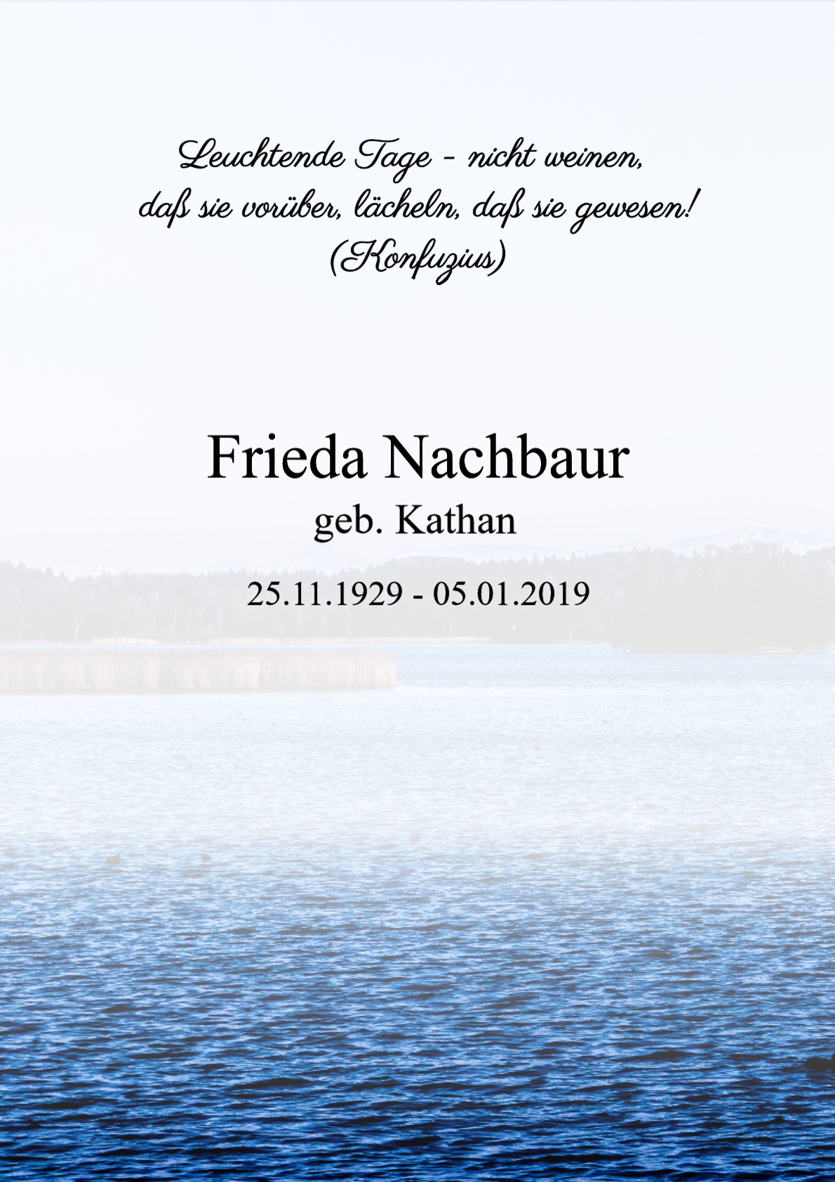 Traueranzeige von Frieda Nachbaur