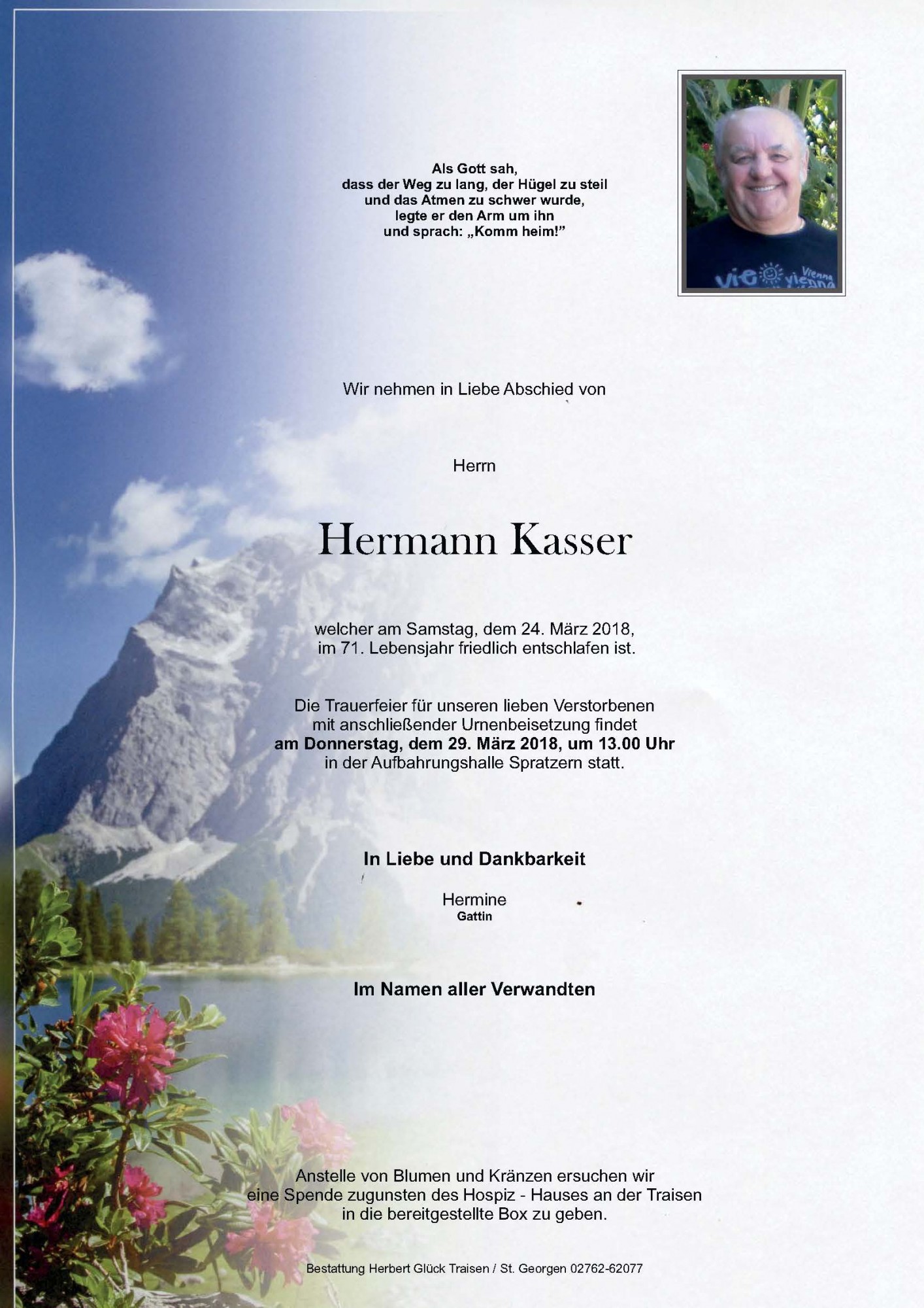 Traueranzeige von Hermann Kasser