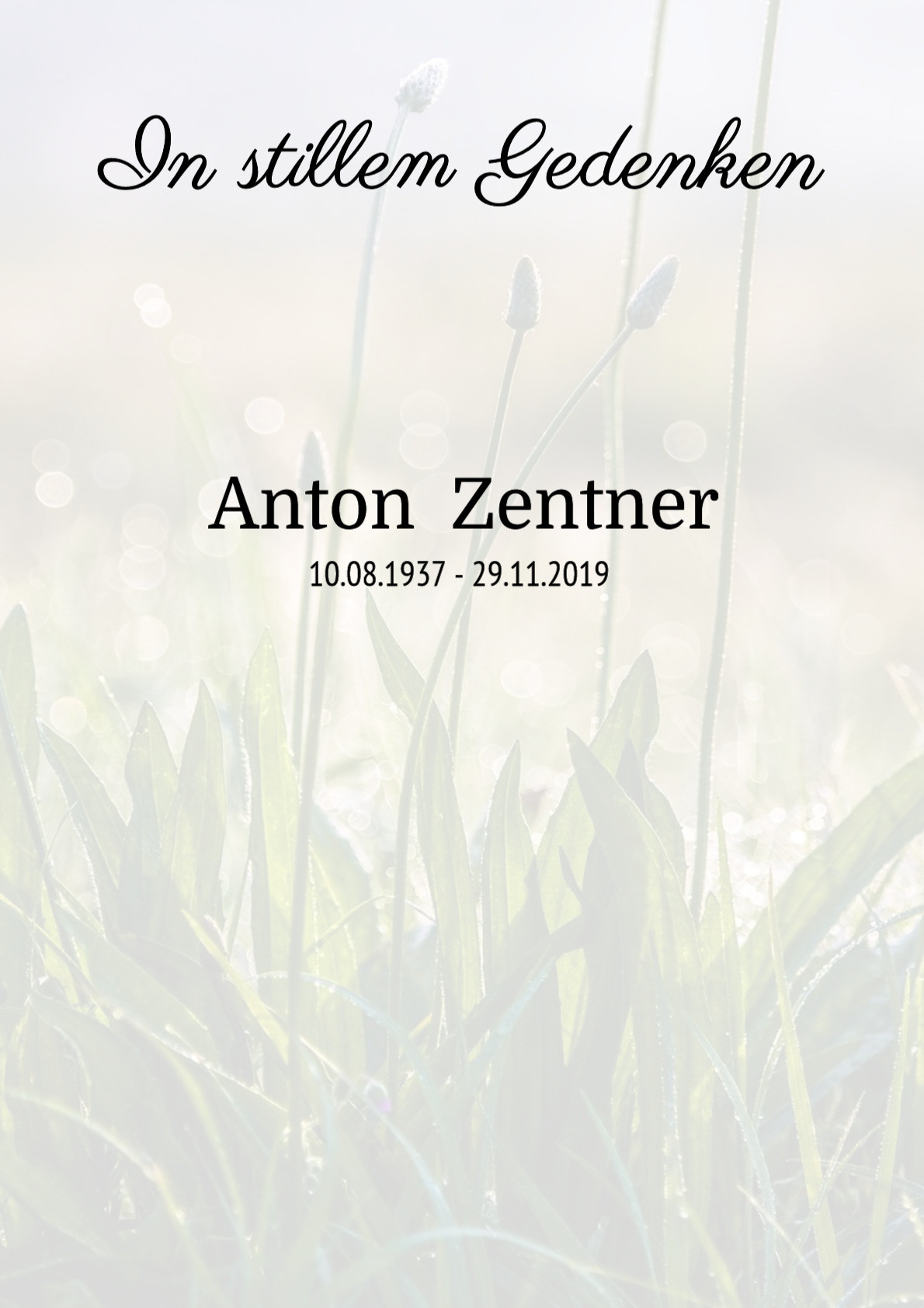 Traueranzeige von Anton Zentner
