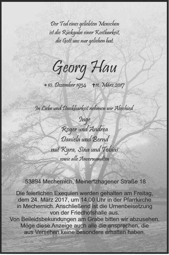 Traueranzeige von Georg Hau