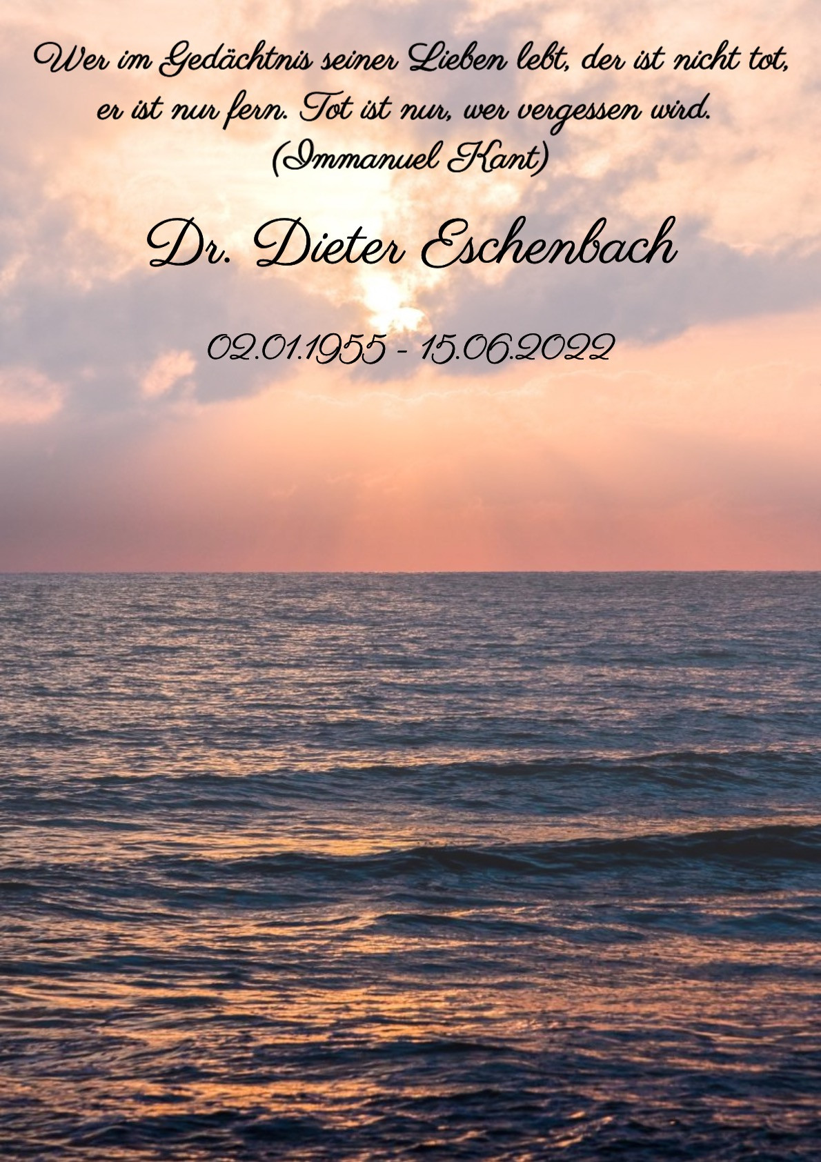 Traueranzeige von Dr. Dieter Eschenbach
