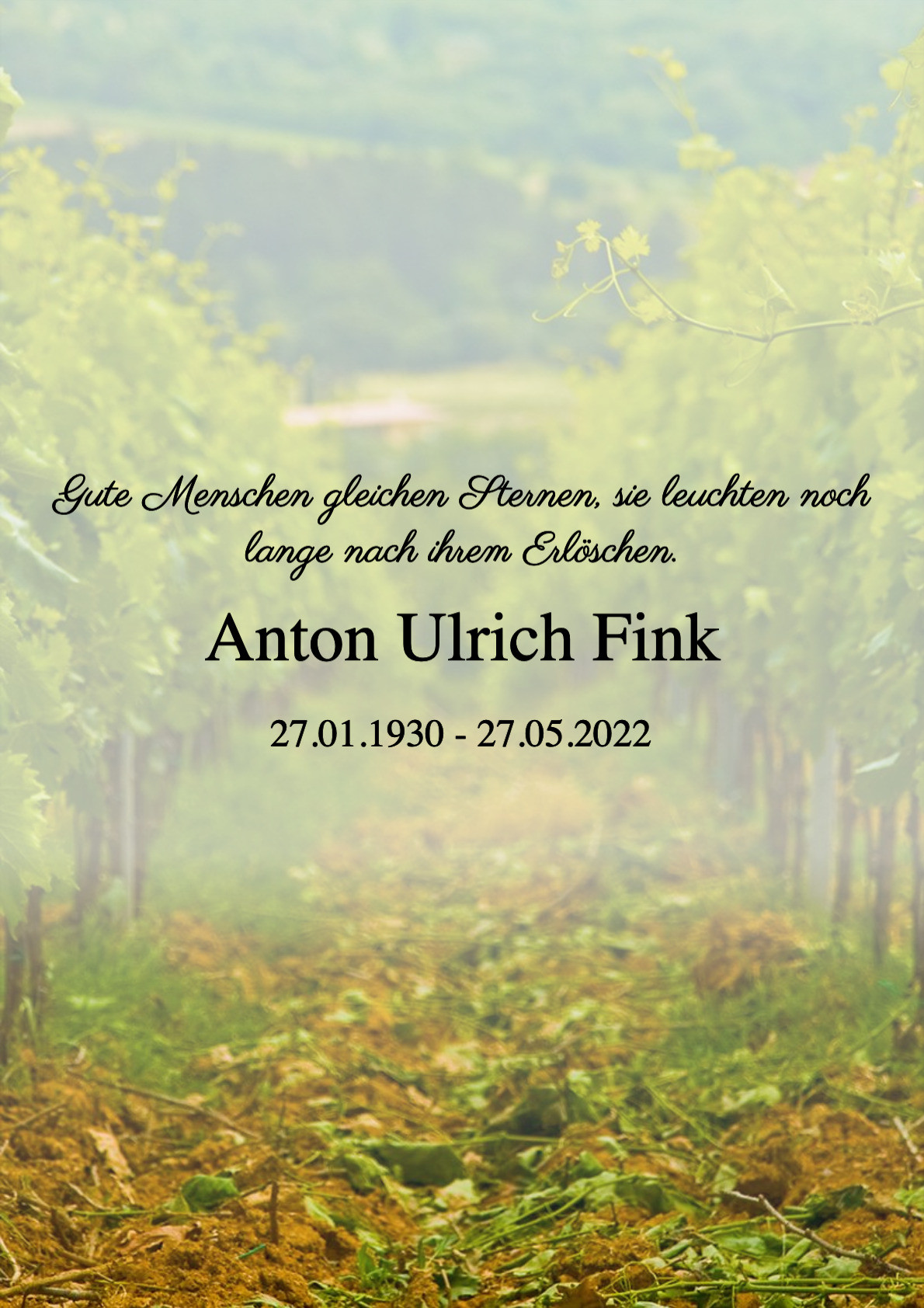 Traueranzeige von Anton Ulrich Fink