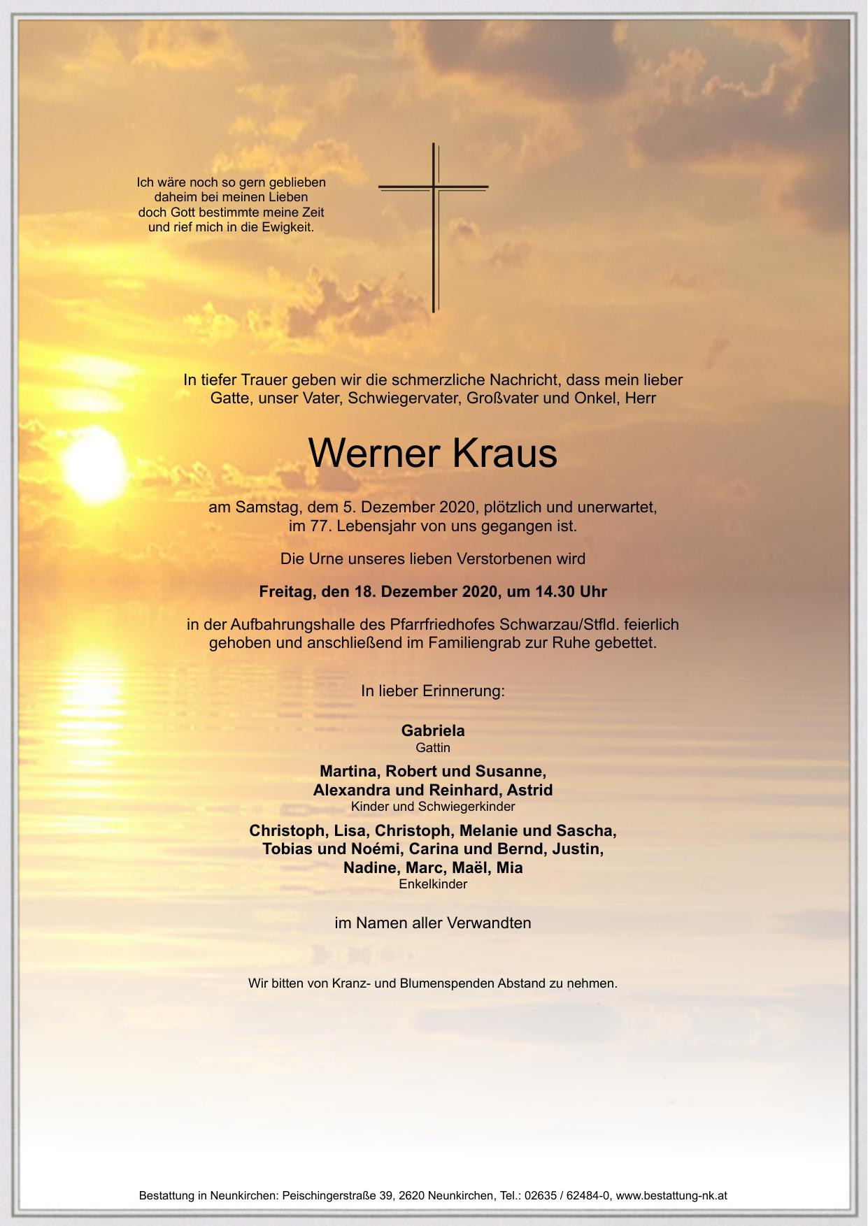Traueranzeige von Werner Kraus