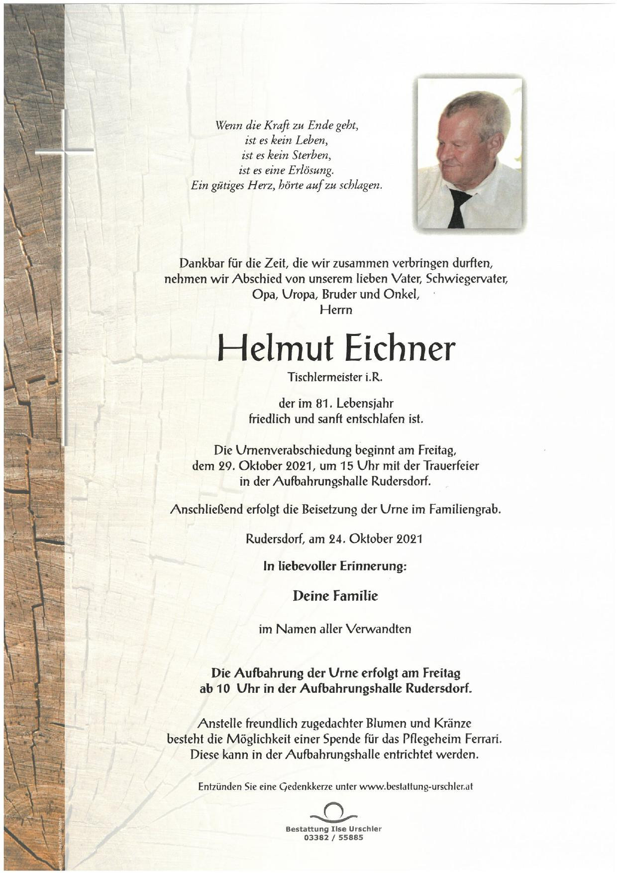 Traueranzeige von Helmut Eichner