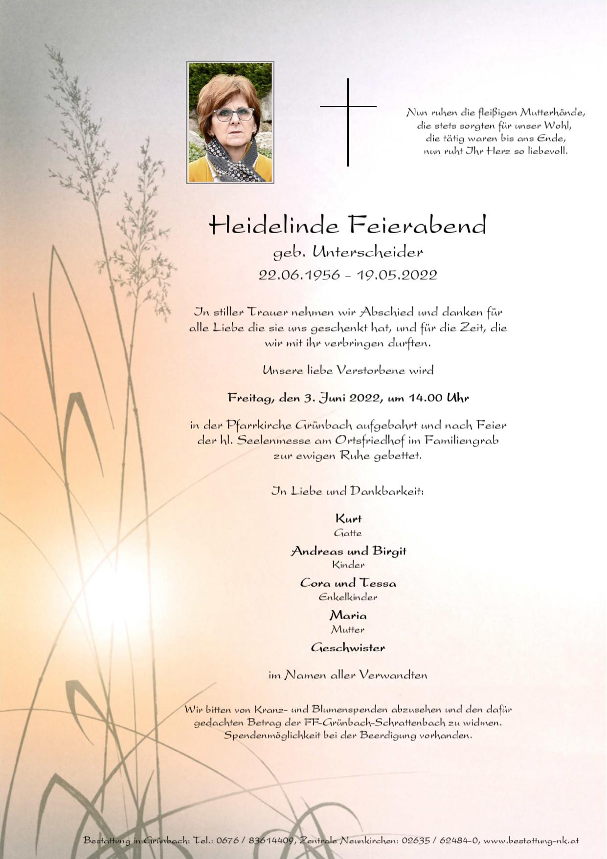 Traueranzeige von Heidelinde Feierabend