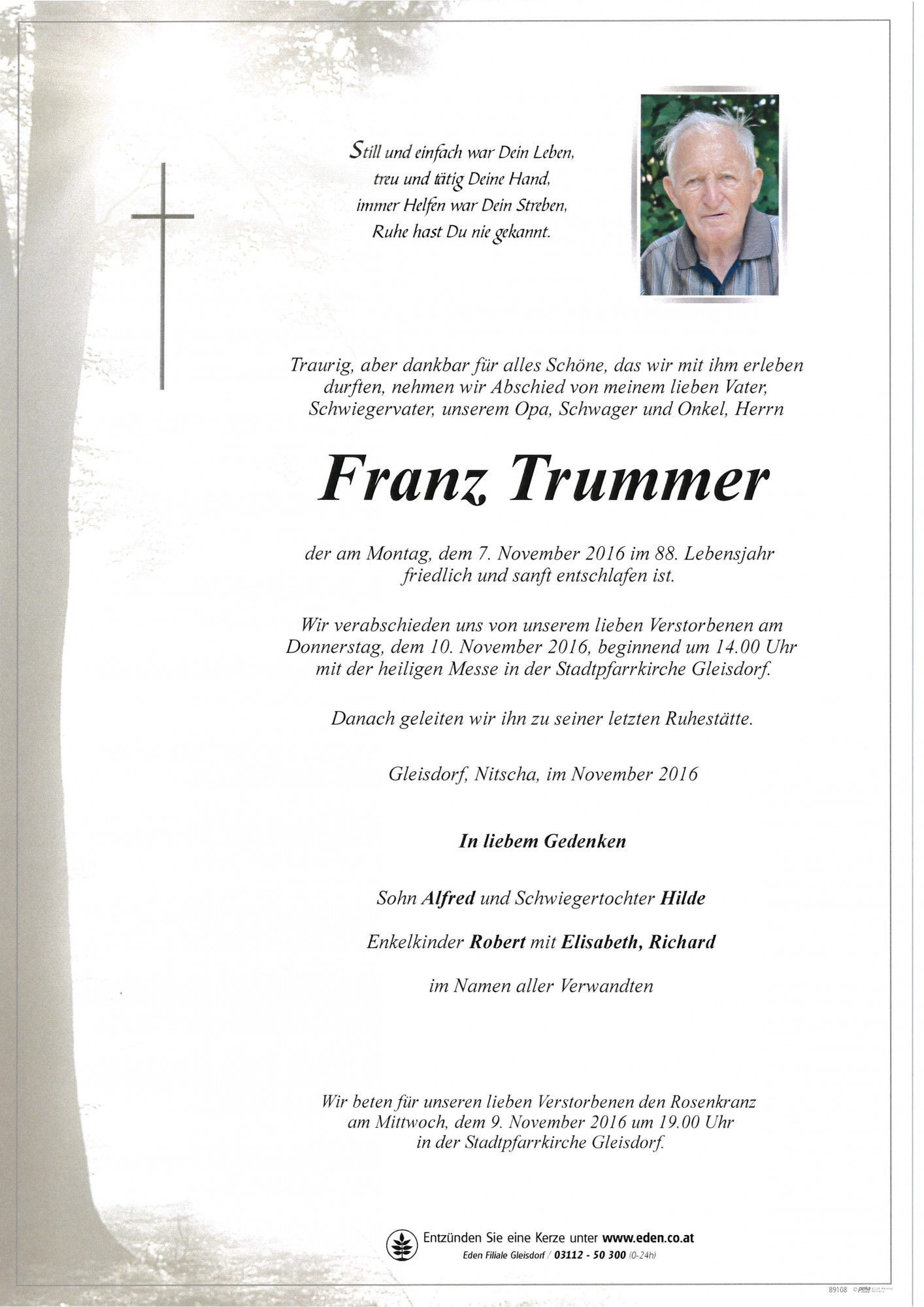 Traueranzeige von Franz Trummer