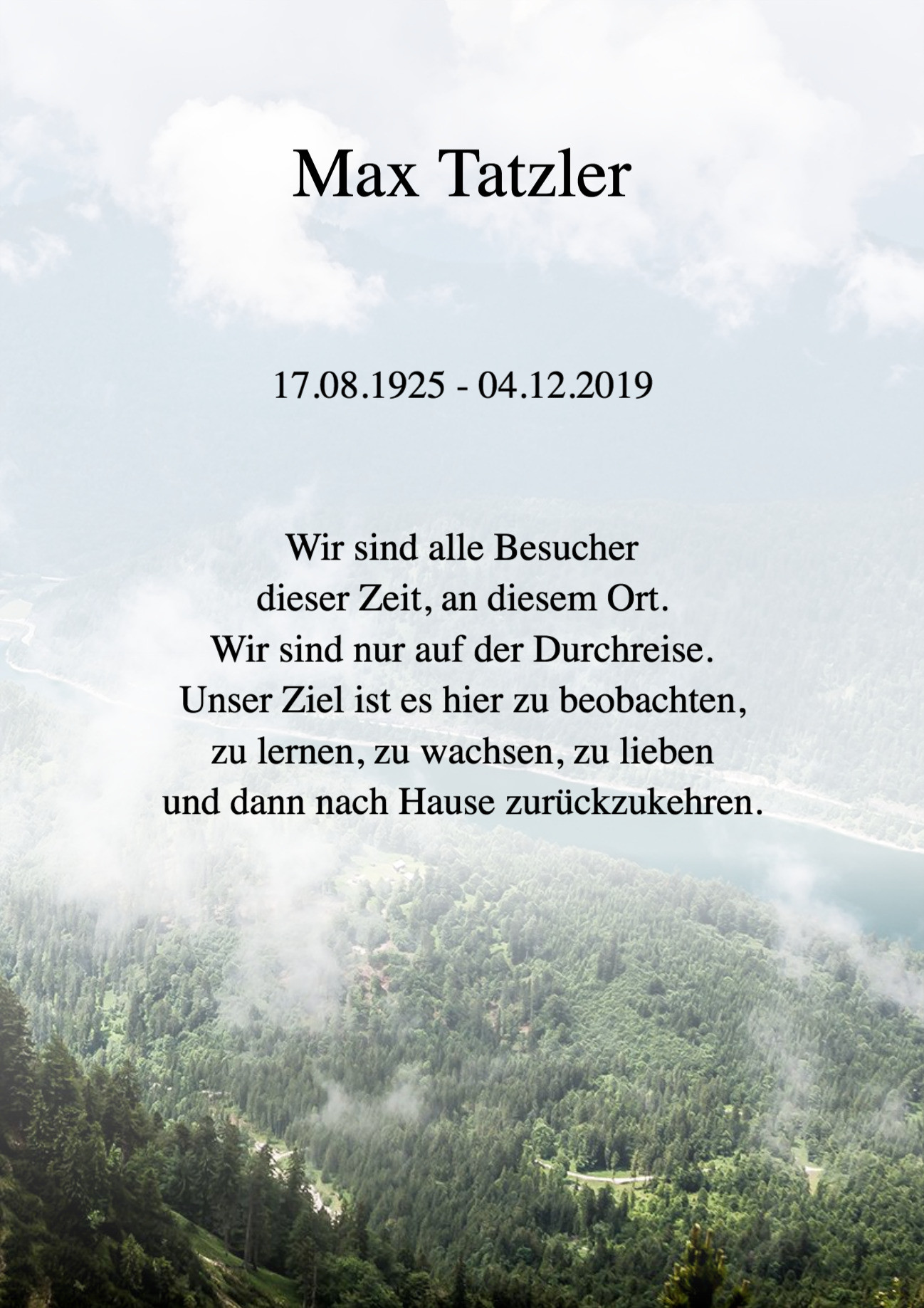 Traueranzeige von Max Tatzler